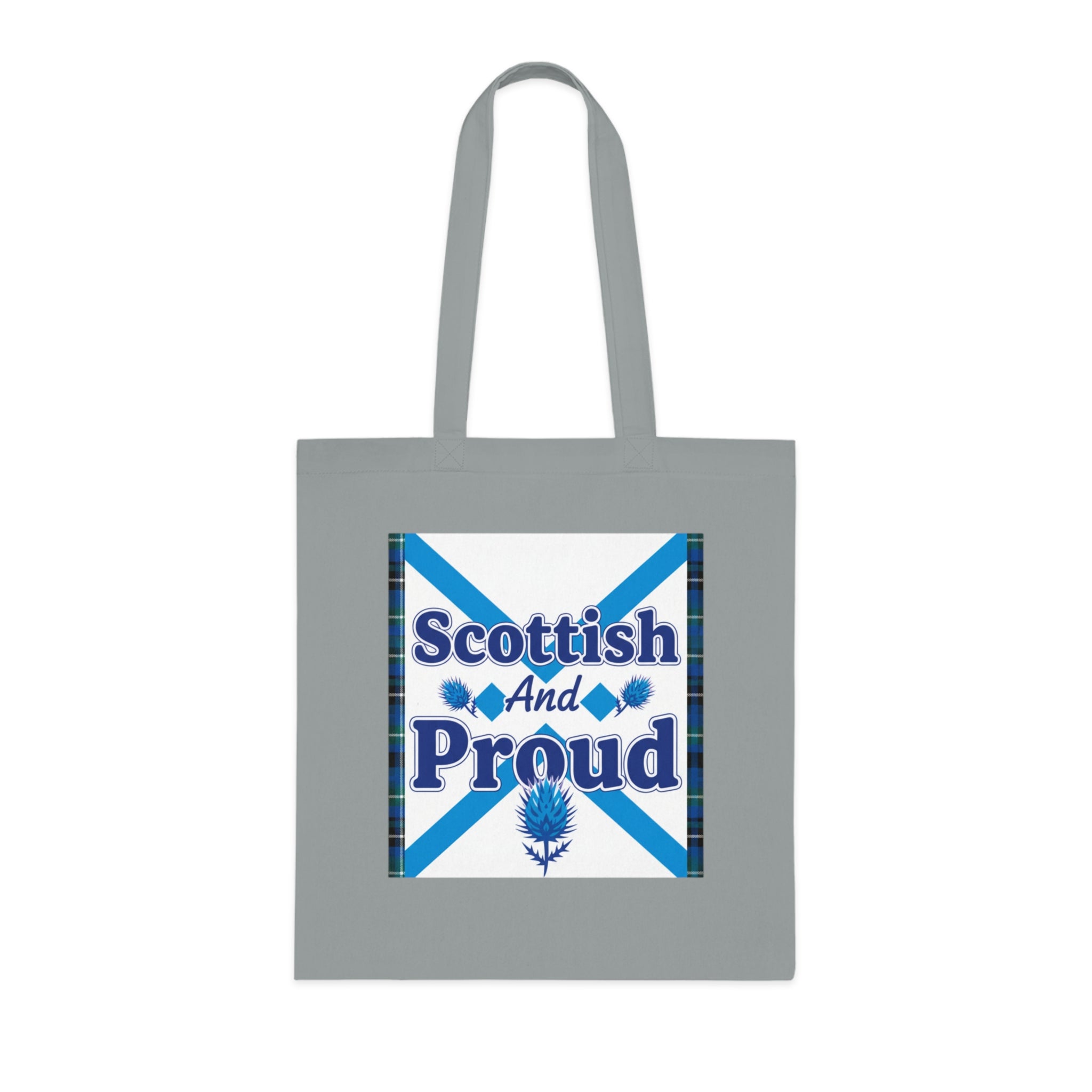 Scottish and Proud Tote Bag — Scottish Flag Cotton Tote with Thistle Design