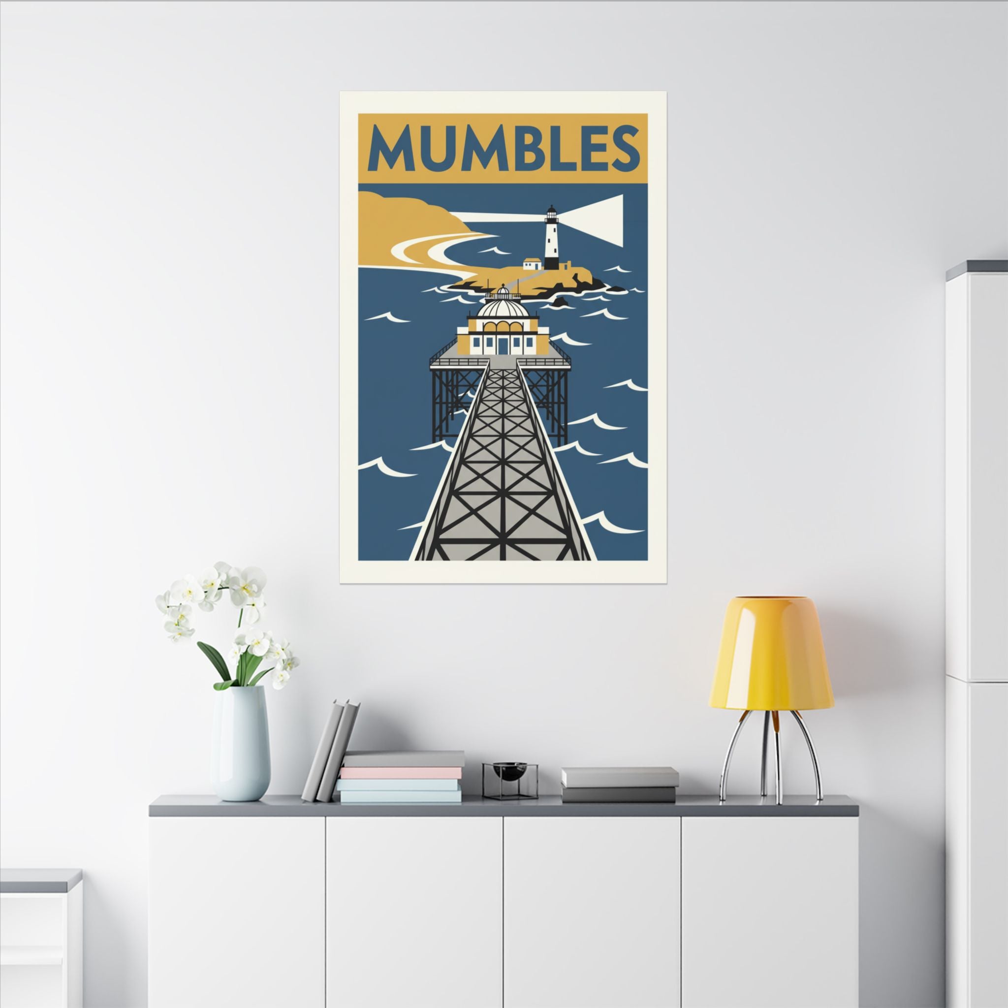 Mumbles Pier Lighthouse Vintage Travel Canvas