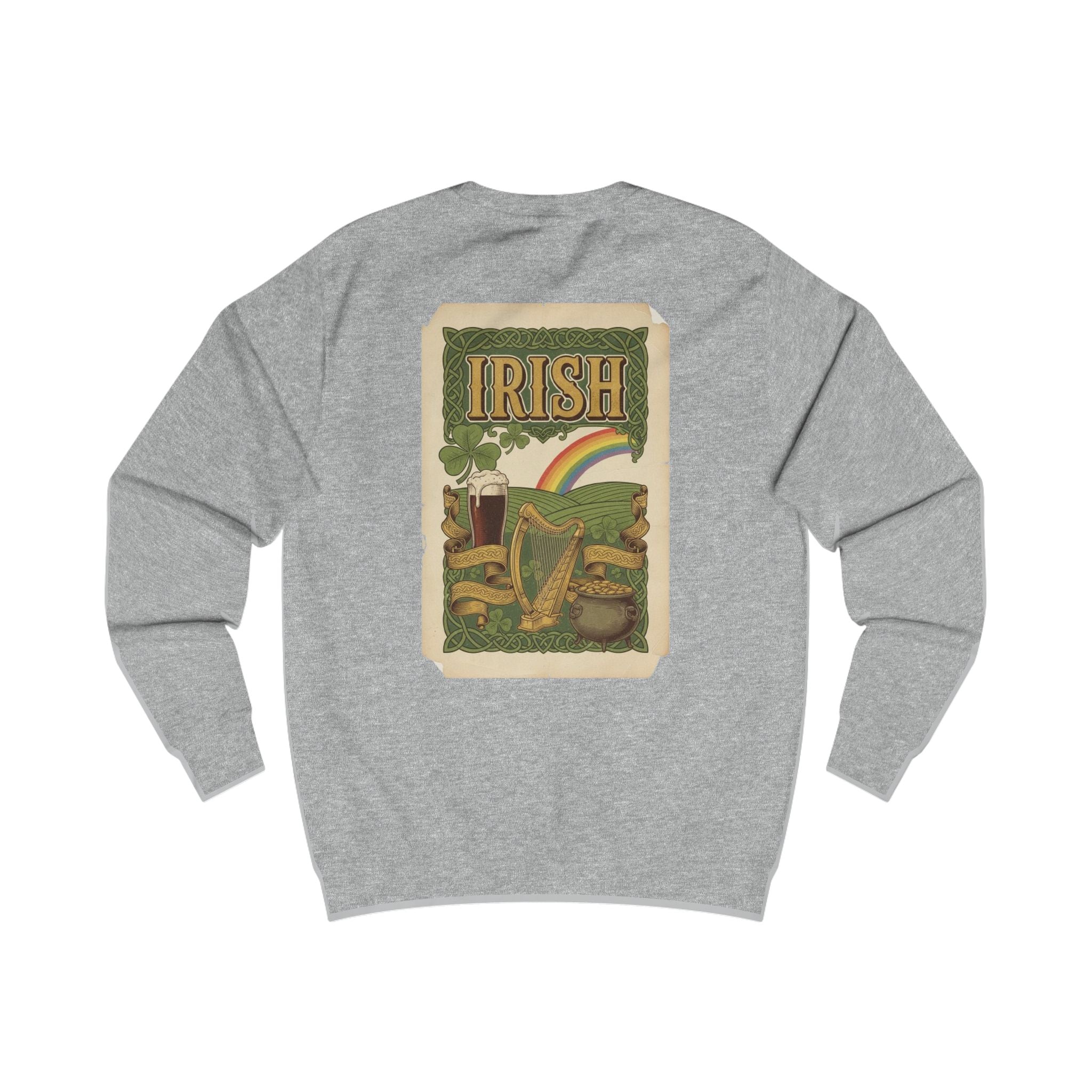 Irish Vintage Poster Sweatshirt — Retro Shamrock & Rainbow St. Patrick’s Day Crewneck