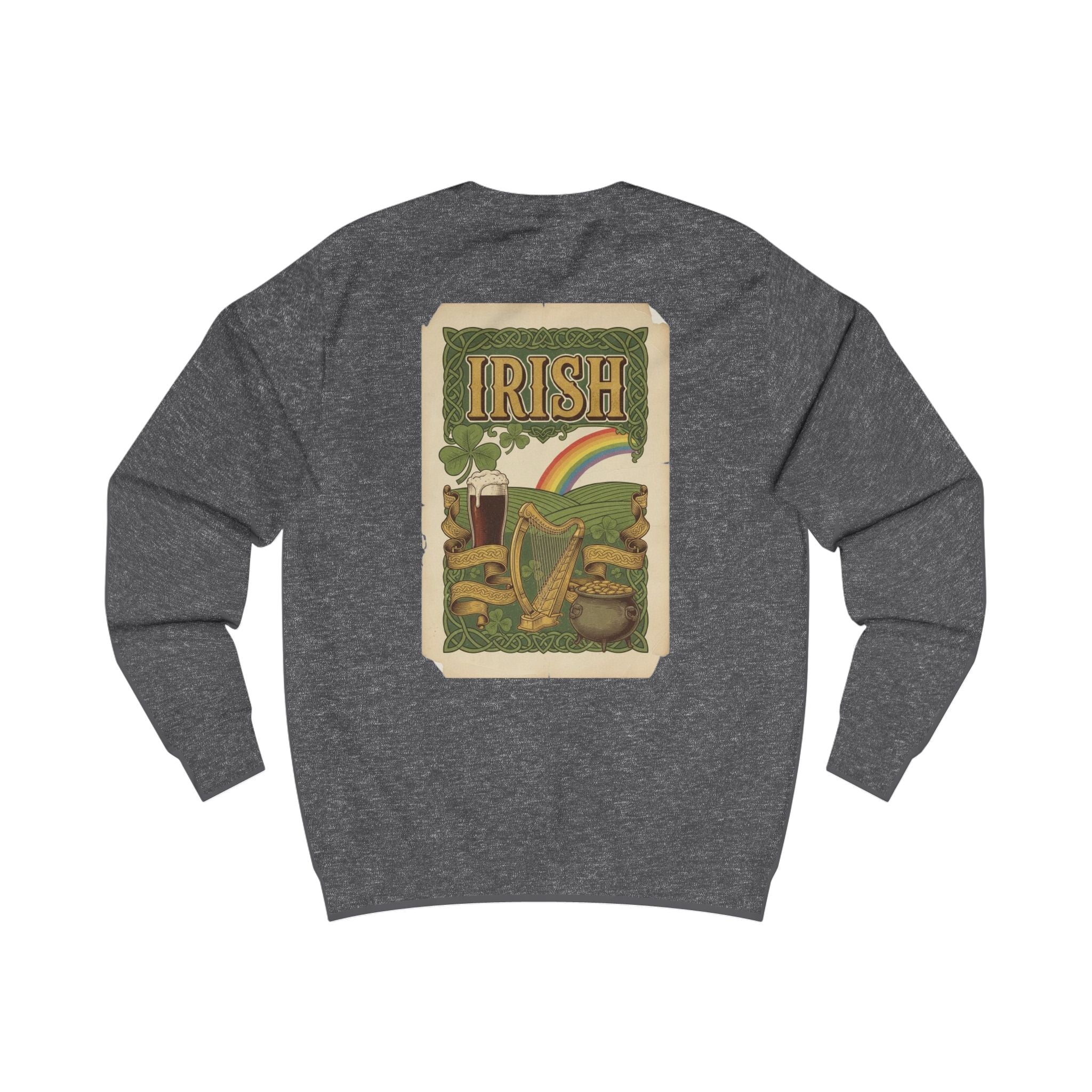 Irish Vintage Poster Sweatshirt — Retro Shamrock & Rainbow St. Patrick’s Day Crewneck
