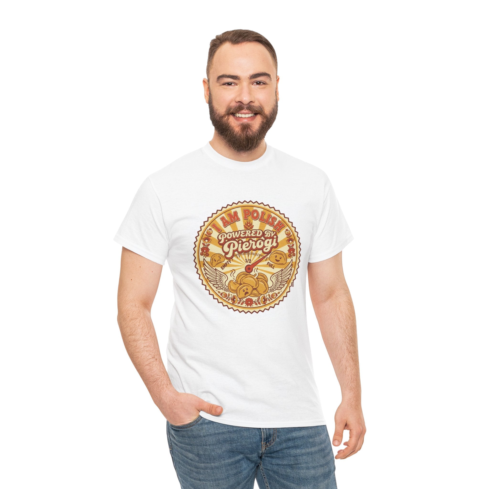Pierogi Powered Tee — "All Power to Pierogi" Retro Food Lover T-Shirt
