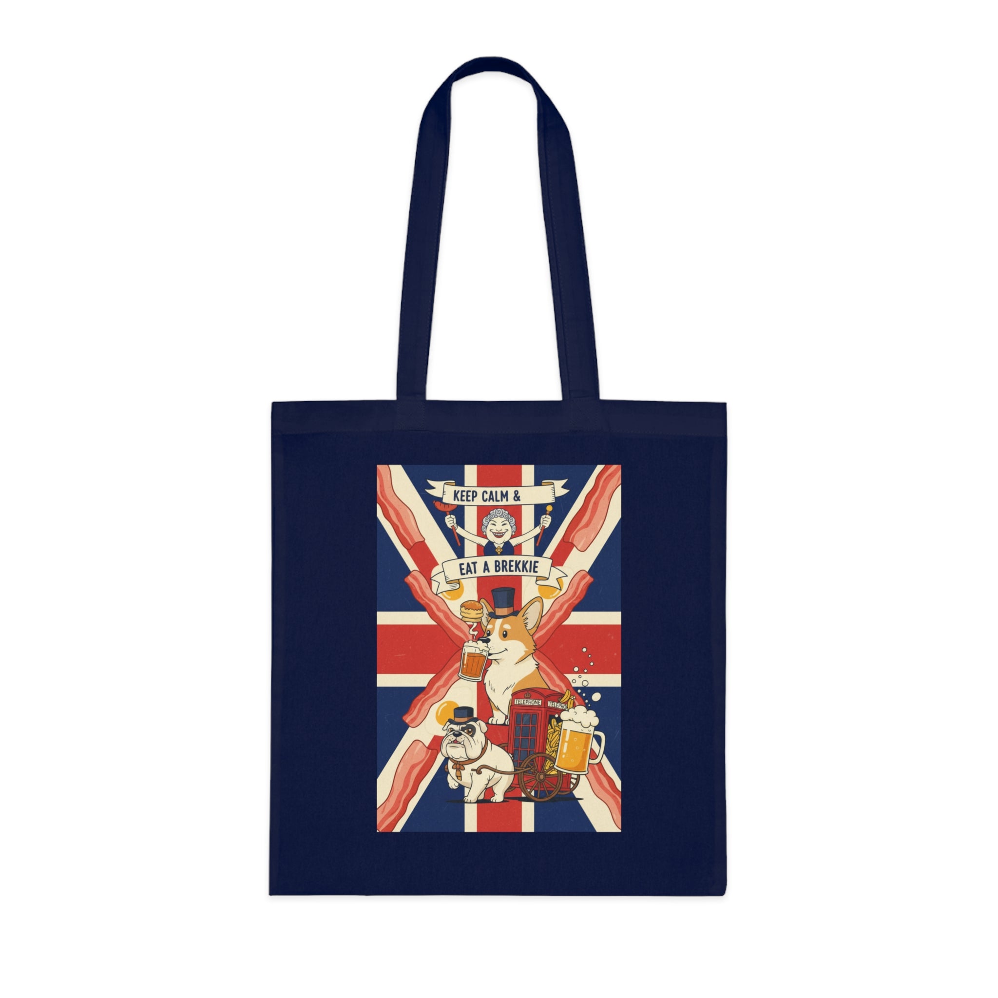 Keep Calm and Eat a Scone Cotton Tote — British Flag Bakery Illustration Grocery Bag