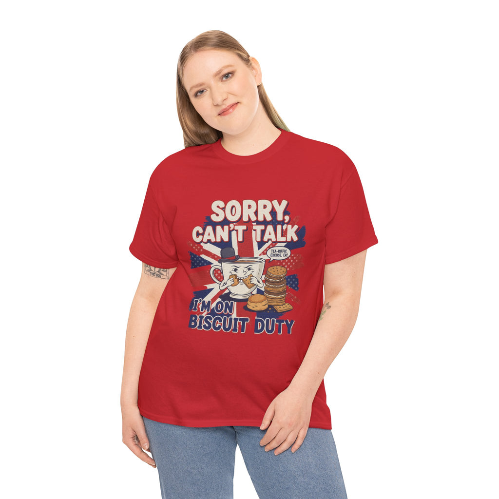 Biscuit Duty T‑Shirt - "Sorry Can't Talk, I'm On Biscuit Duty" British Tea & Biscuit Graphic Tee