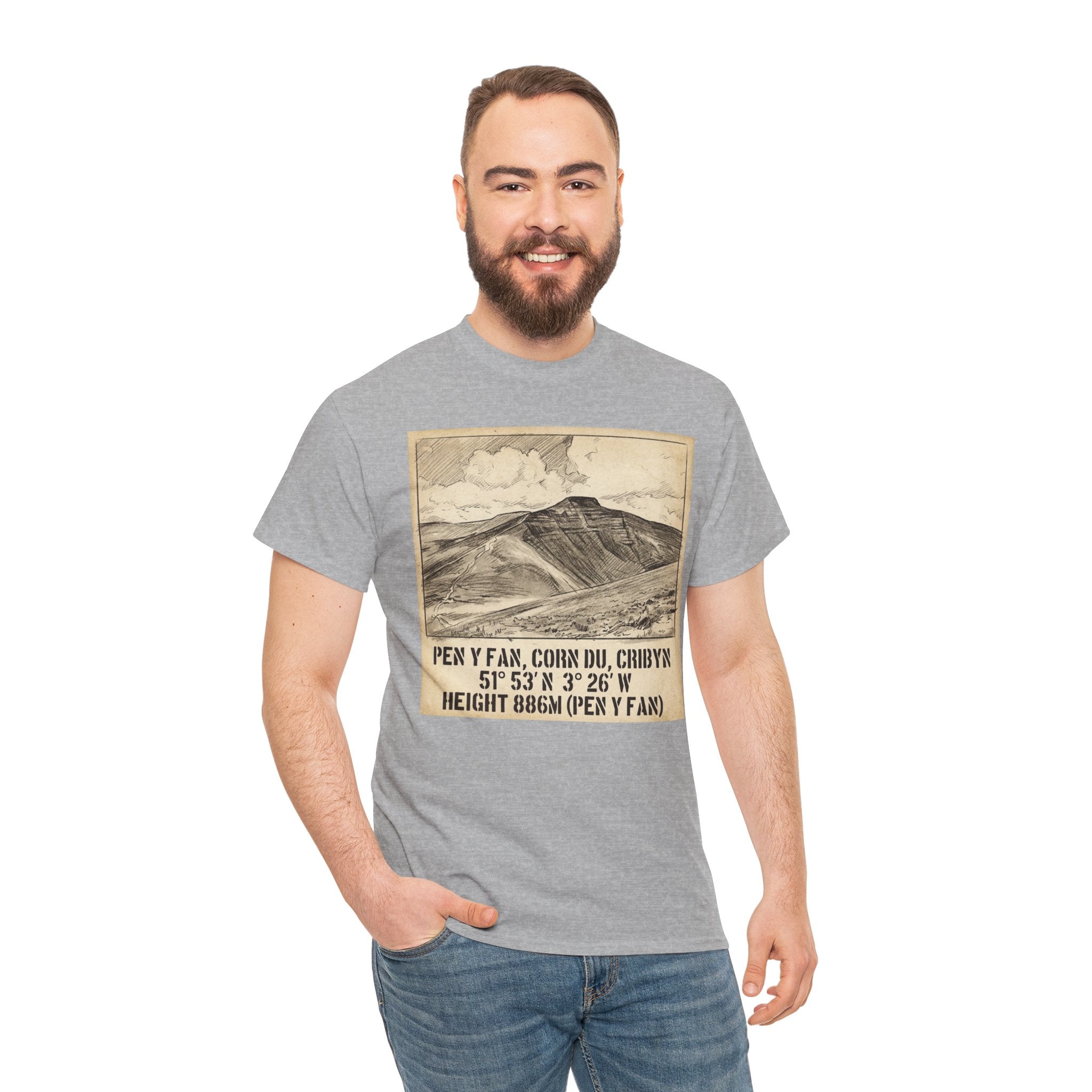 Pen y Fan Summit Coordinates T-Shirt — Vintage Mountain Peak Tee
