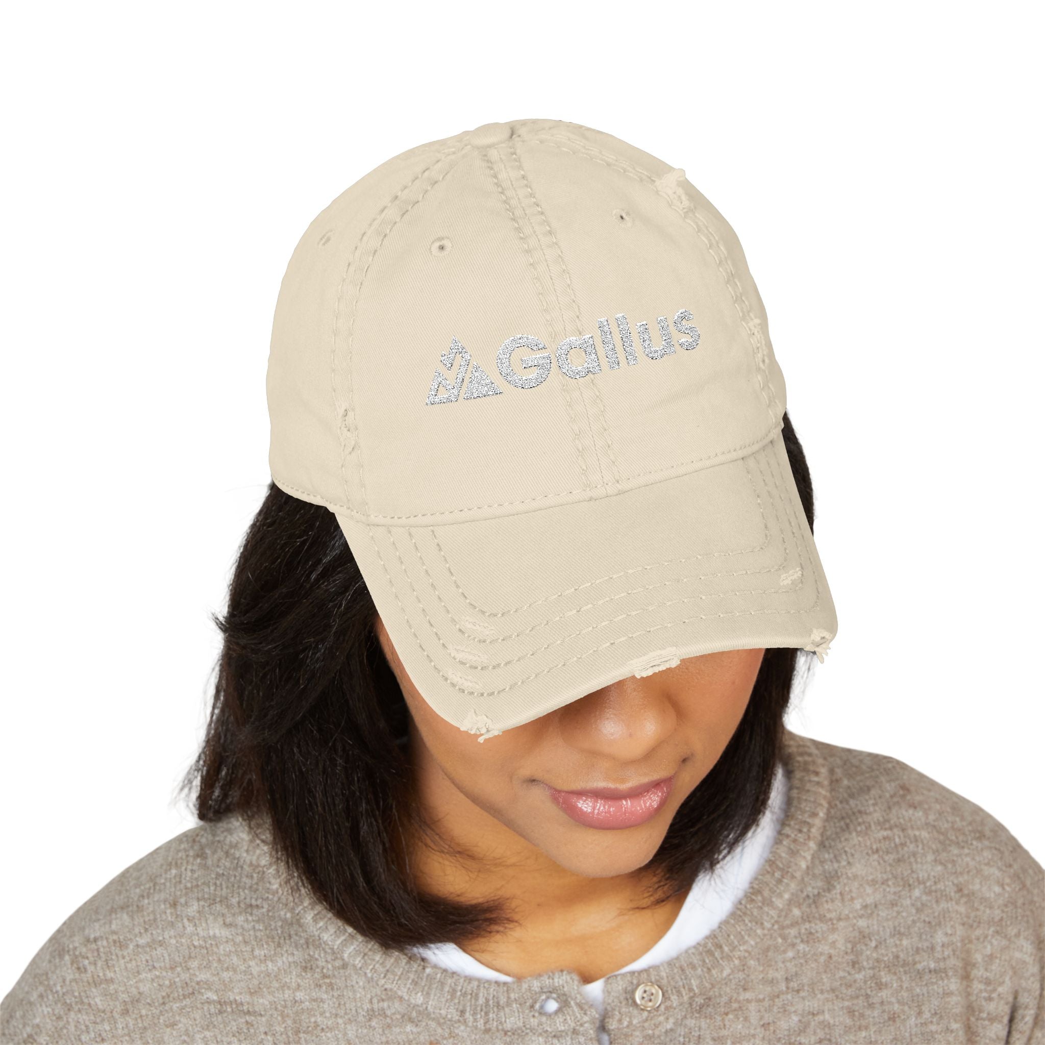 Distressed Embroidered Dad Hat - 'GALLUS' Vintage Cotton Cap