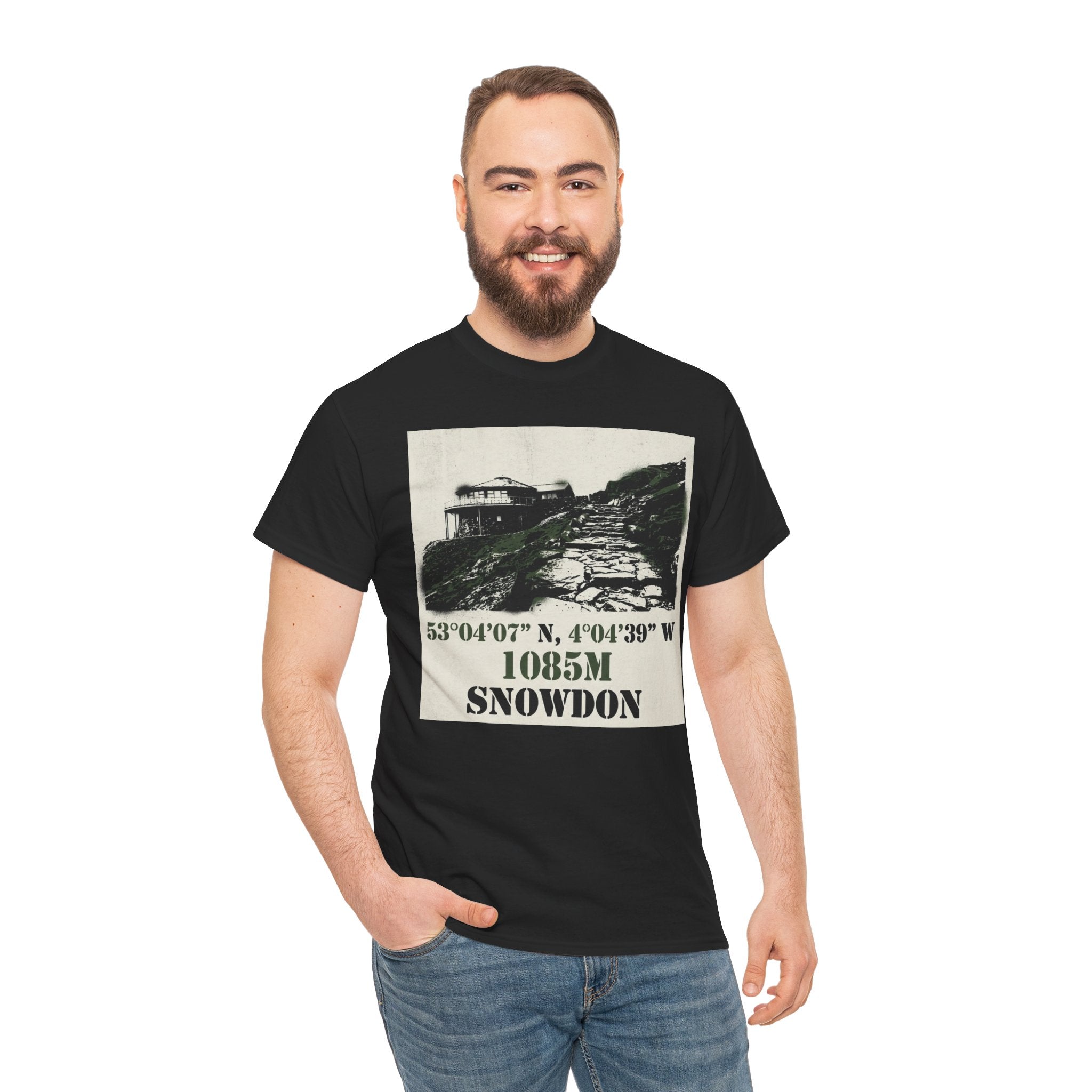 Snowdon 1085m Vintage Summit Tee — Mountain Coordinates Graphic T‑Shirt