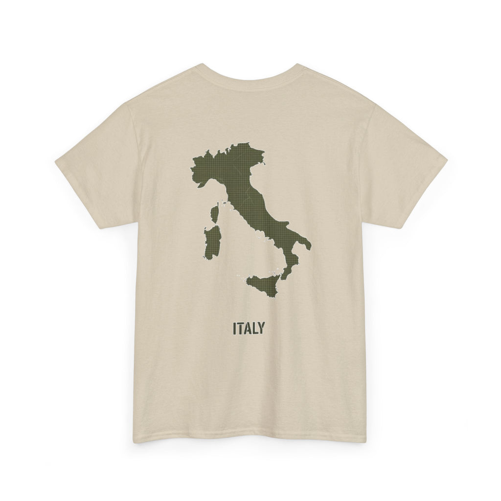 Italy Map T‑Shirt — Minimalist Travel Tee with 'Italy' Text
