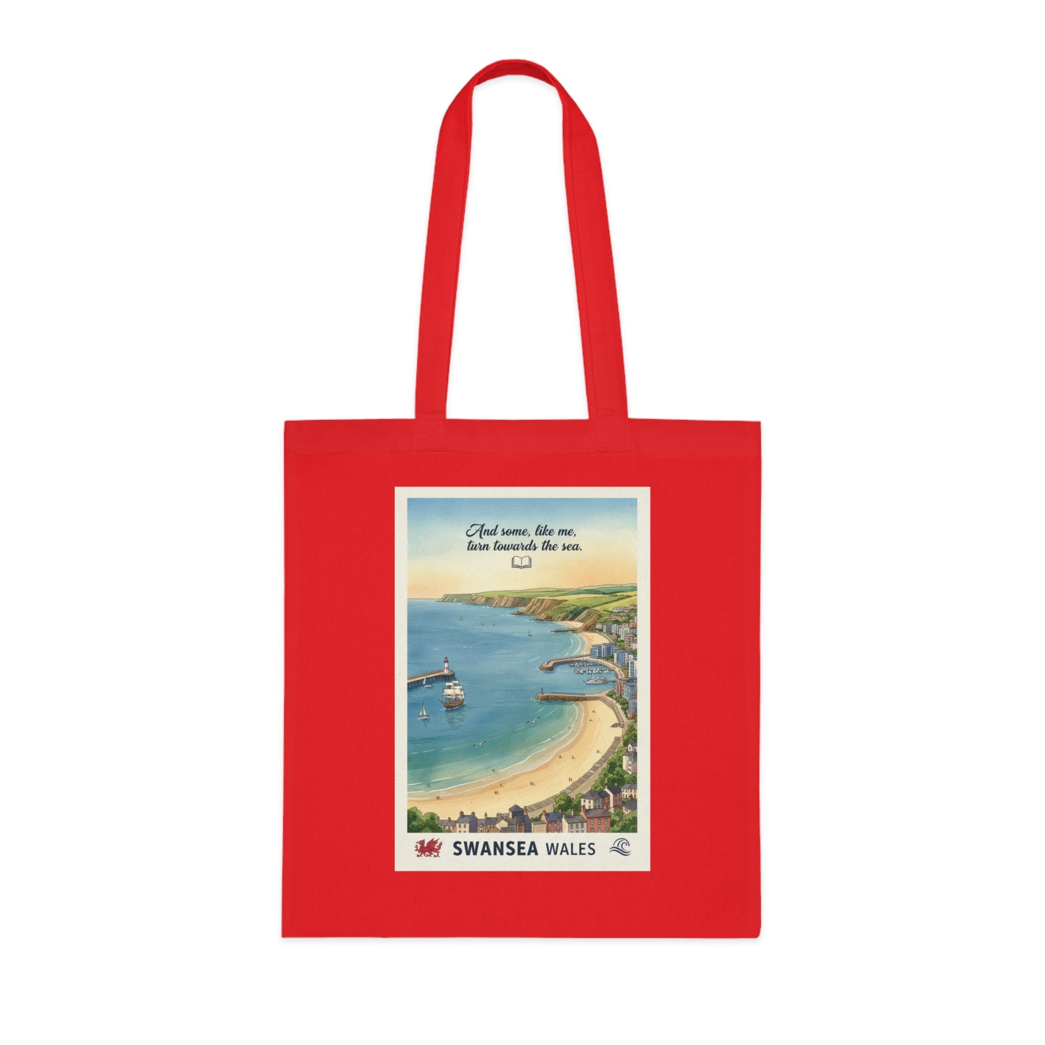 Swansea Wales Vintage Beach Tote — Retro Coastal Cotton Shopper