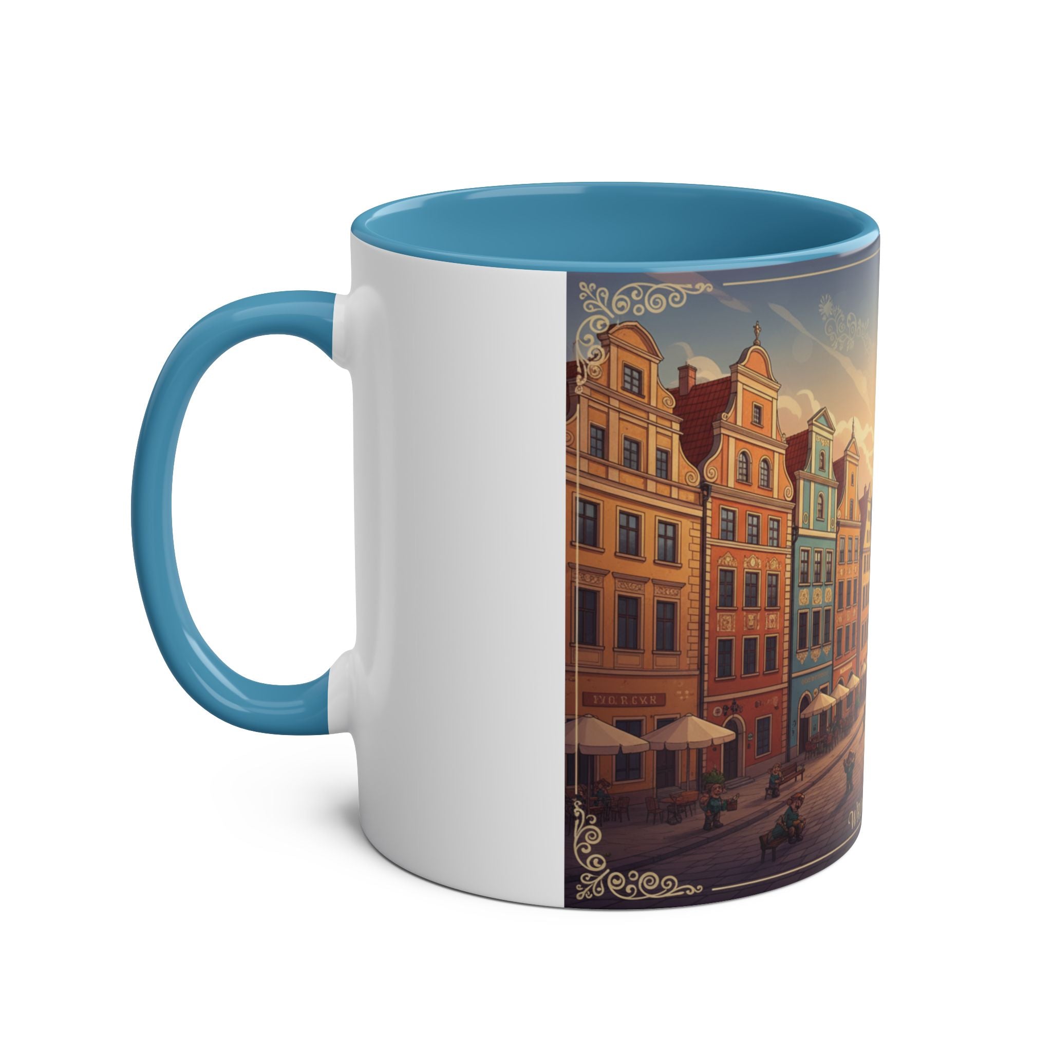 Wrocław Vintage Cityscape Mug — 11oz Two-Tone Coffee Cup