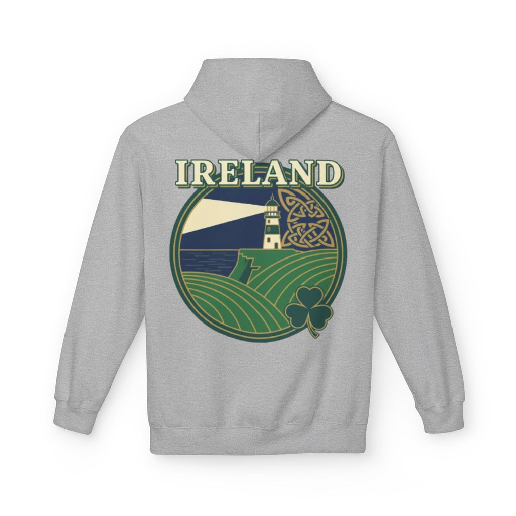 Ireland Lighthouse Hoodie — Celtic Shamrock Travel Sweatshirt