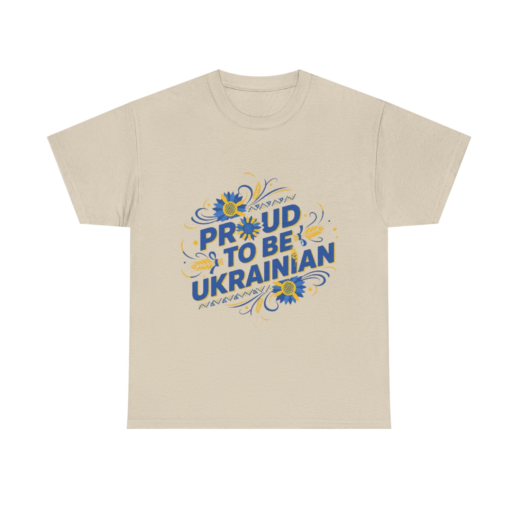 Proud to Be Ukrainian T-Shirt — Blue & Yellow Floral Pride Tee