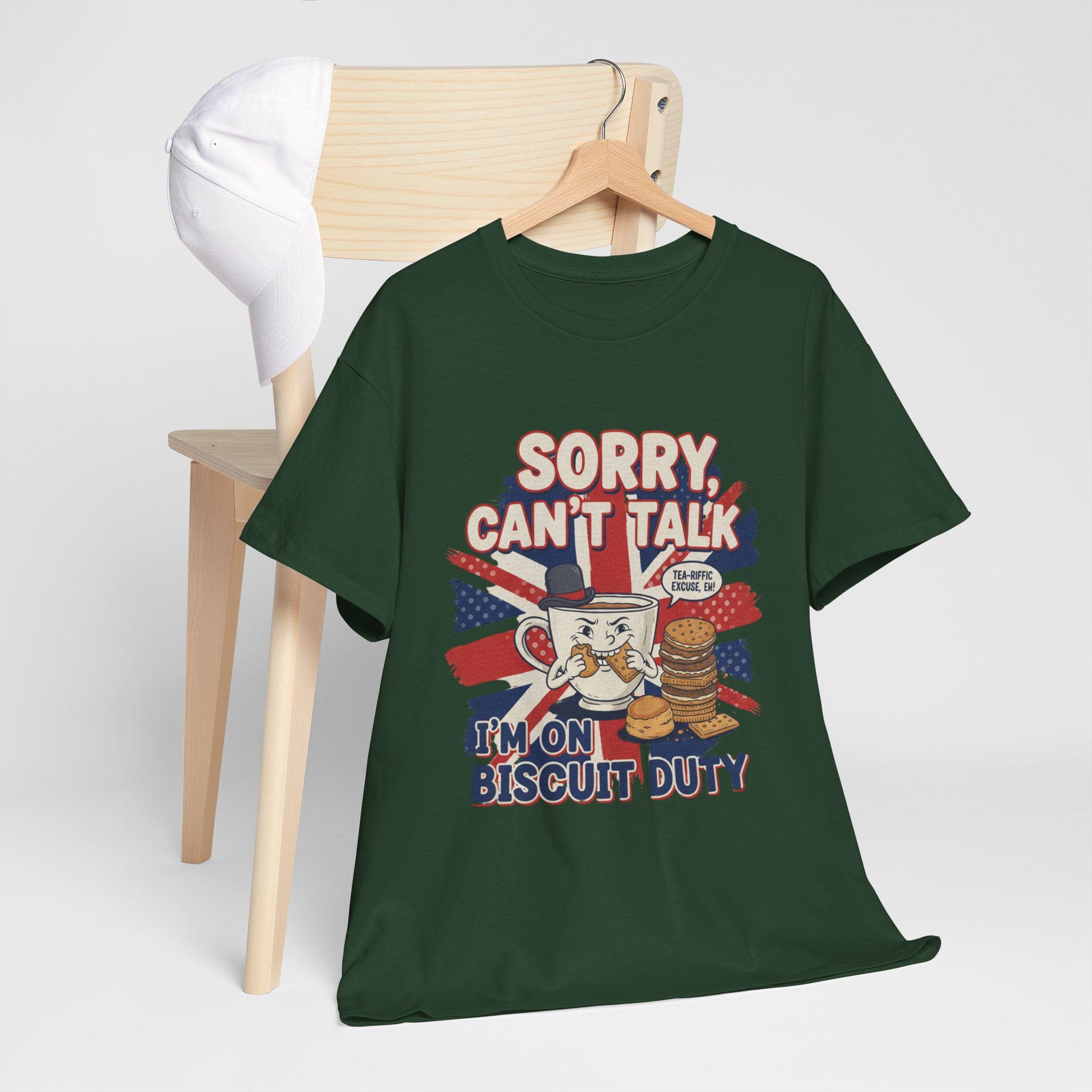 Biscuit Duty T‑Shirt - "Sorry Can't Talk, I'm On Biscuit Duty" British Tea & Biscuit Graphic Tee