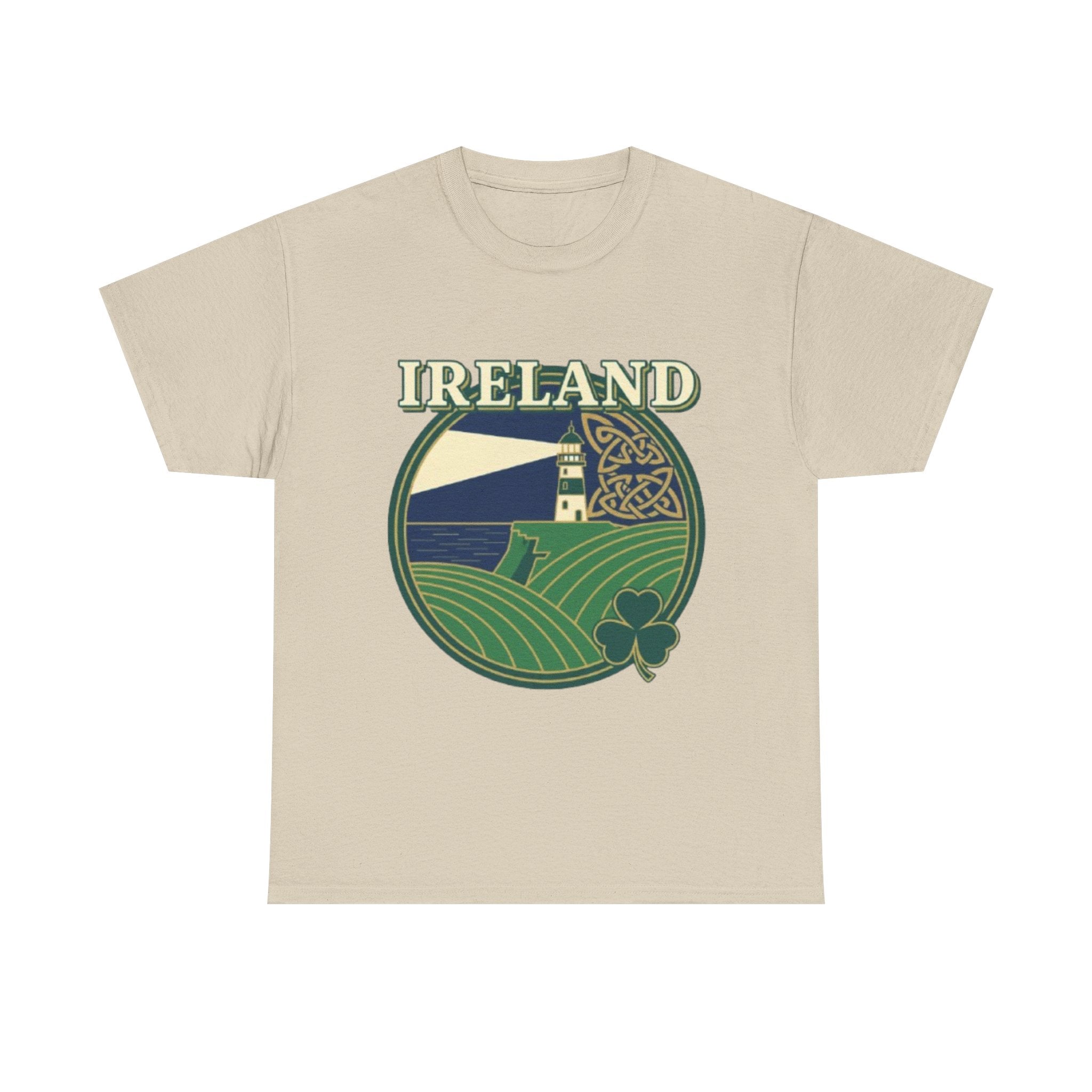Ireland Scenic Tee — Celtic Lighthouse & Shamrock Graphic T-Shirt