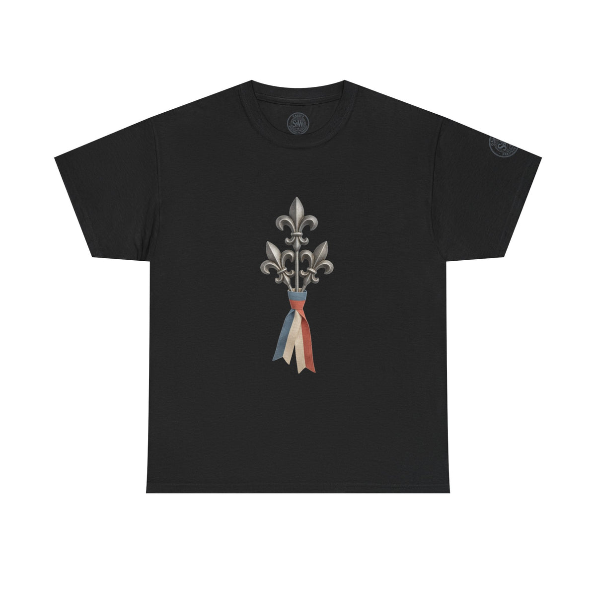 French Fleur-de-Lis T-Shirt — Heritage Ribbon Crest Tee — product image 2