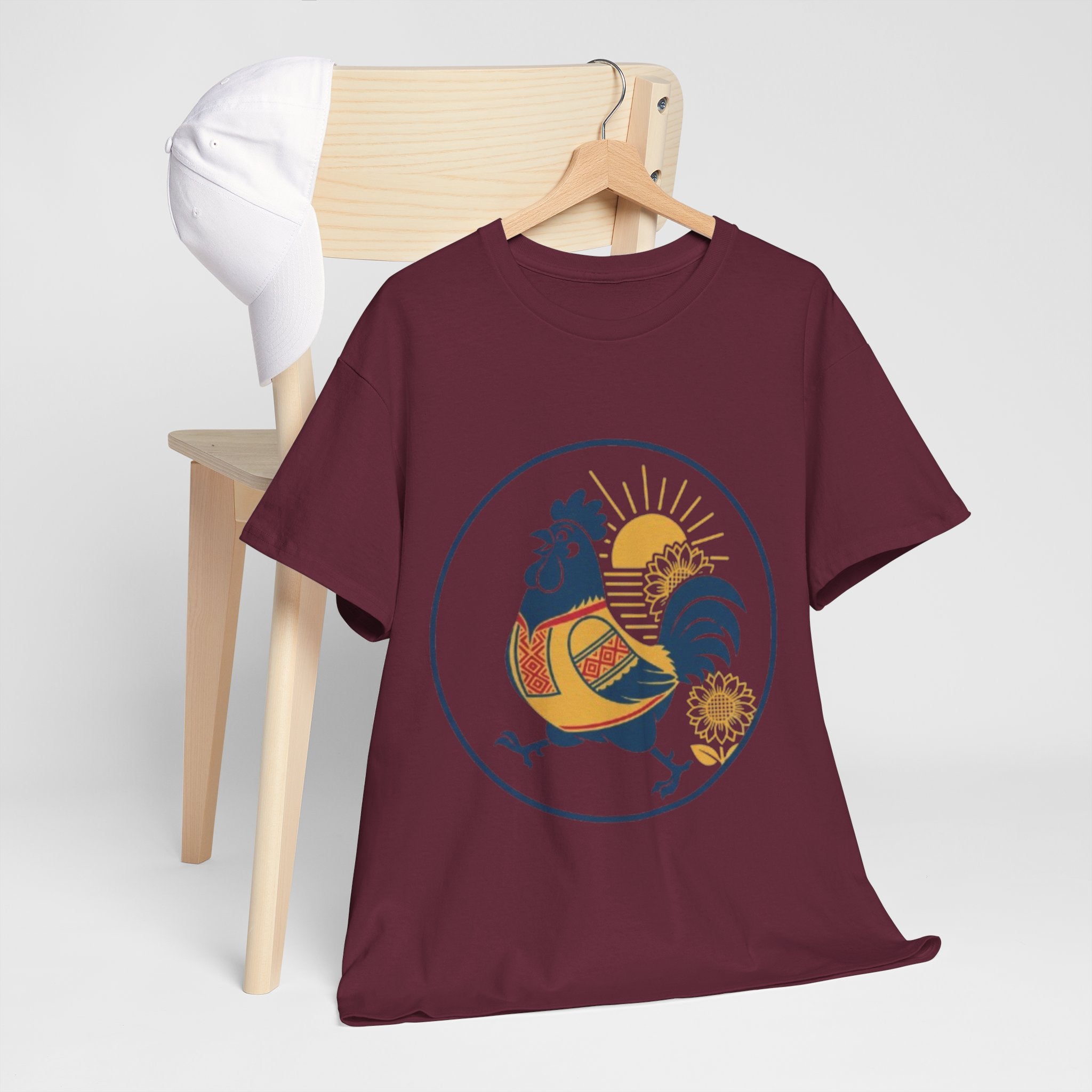 Rooster Sunburst Graphic Tee — Vintage Farmhouse Rooster T-Shirt