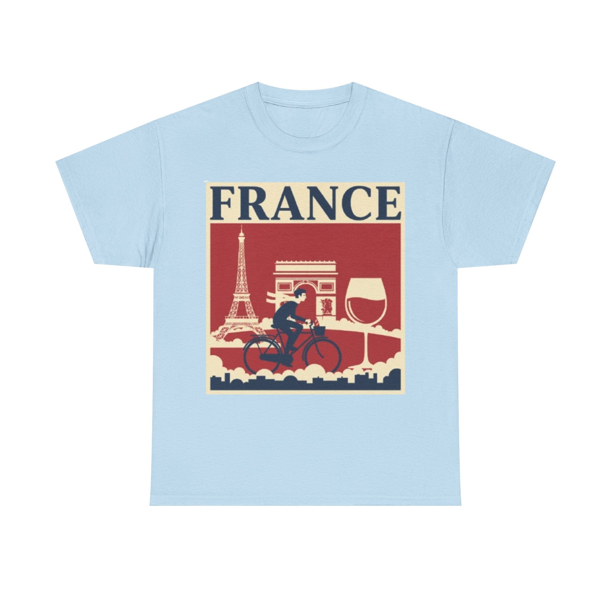 France Vintage Travel Tee — Eiffel Tower, Arc de Triomphe & Wine Graphic T-Shirt