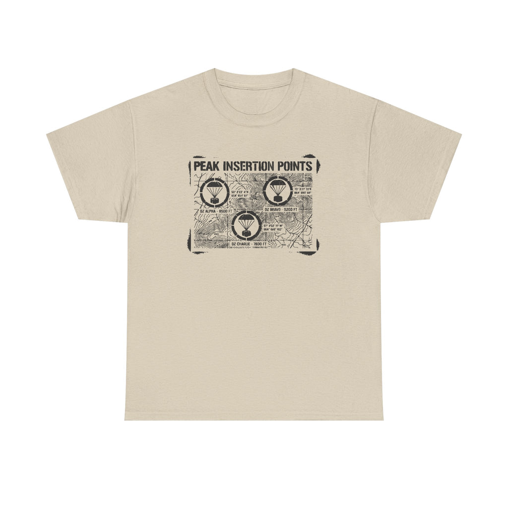 Retro Mountain Schematic Graphic T-Shirt — Technical Diagram Hiking Tee