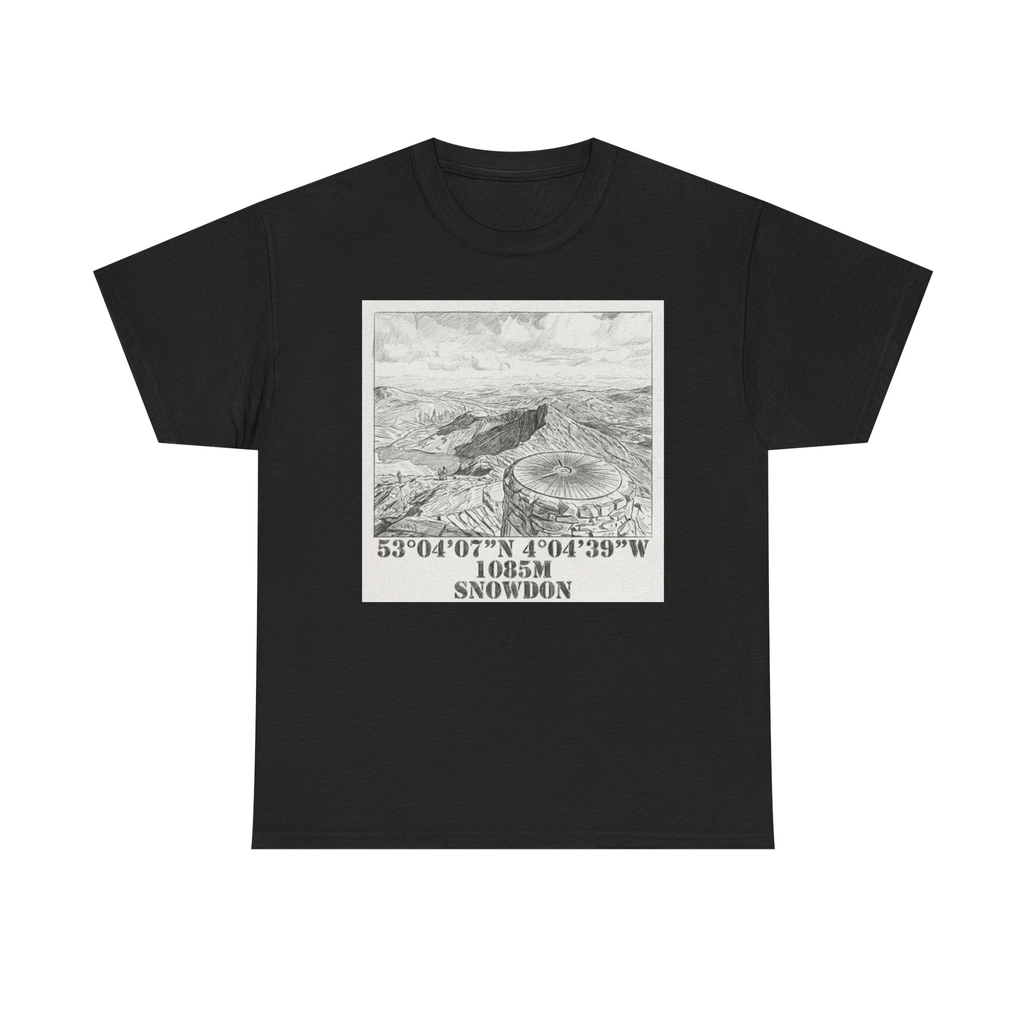Snowdon Mountain Tee — Vintage Map Illustration with Coordinates