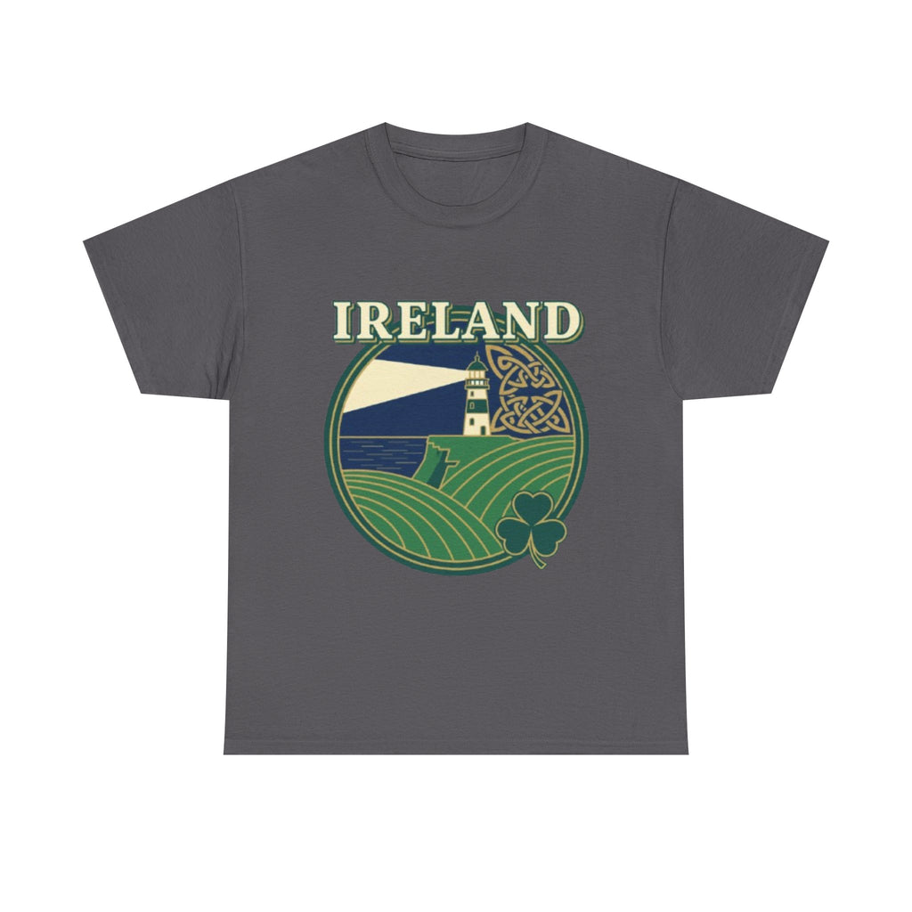 Ireland Scenic Tee — Celtic Lighthouse & Shamrock Graphic T-Shirt