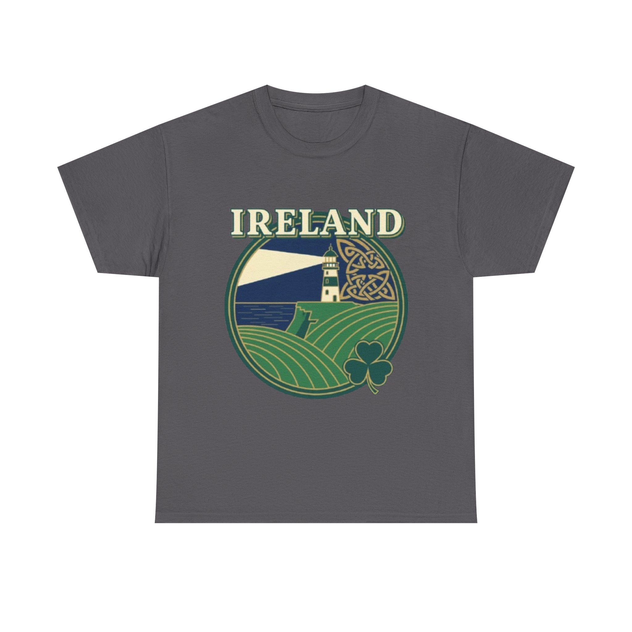 Ireland Scenic Tee — Celtic Lighthouse & Shamrock Graphic T-Shirt