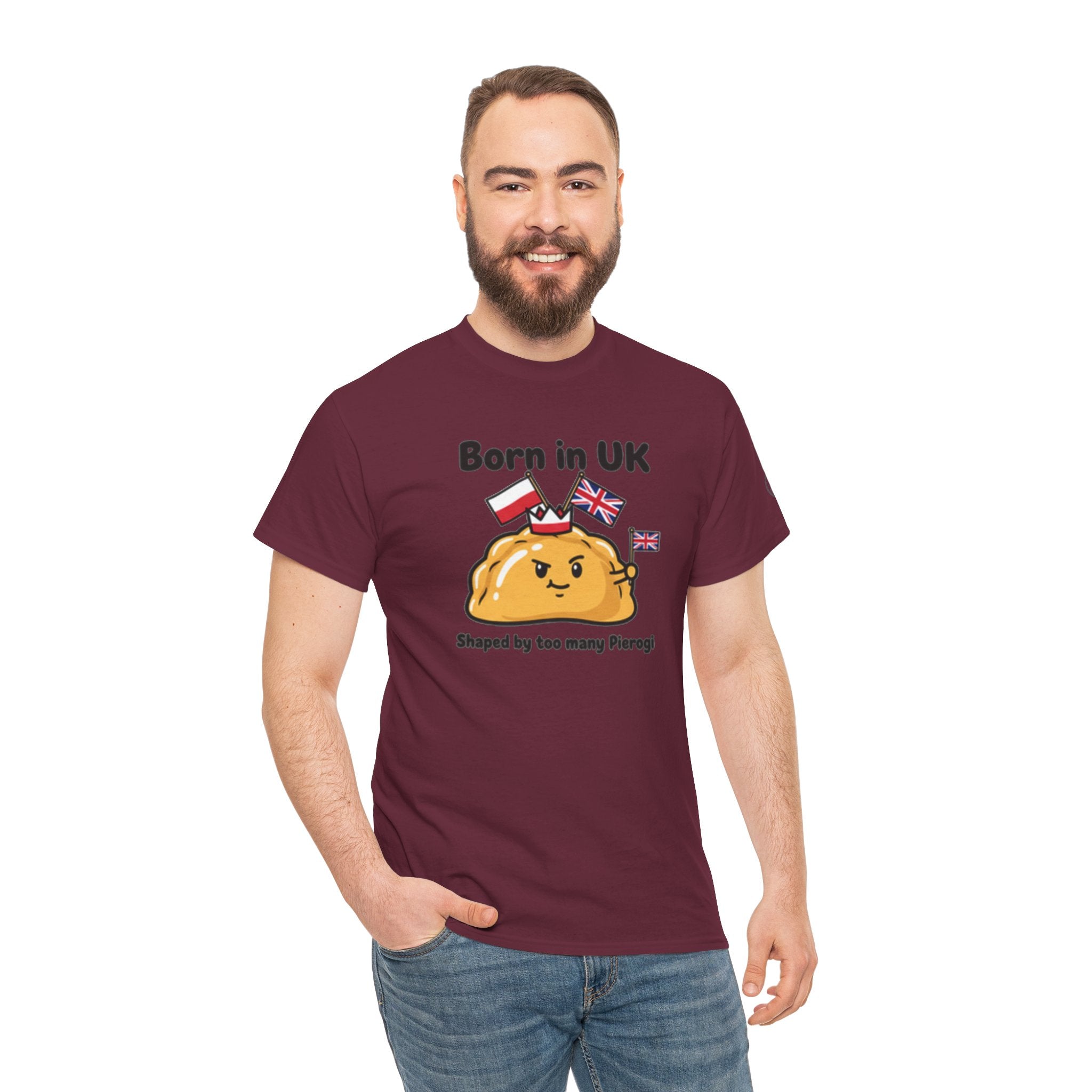 Born in UK Pierogi T‑Shirt — Funny Polish‑British Pride Tee