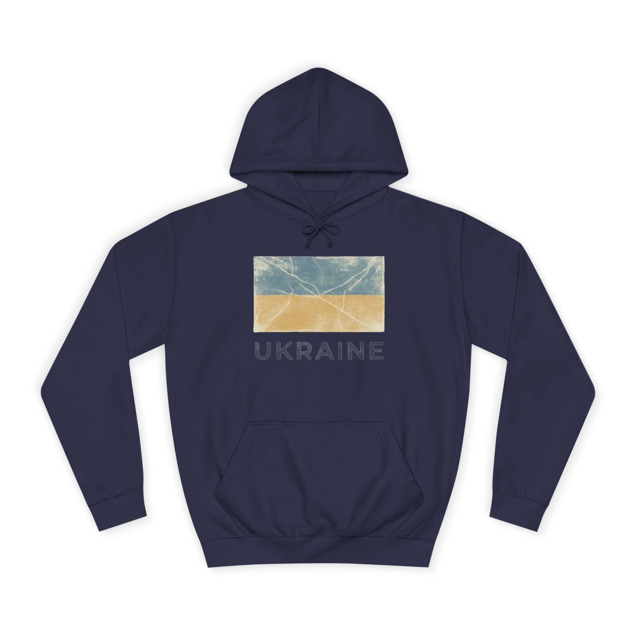 Ukraine Flag Hoodie – Distressed Blue & Yellow Support Pullover