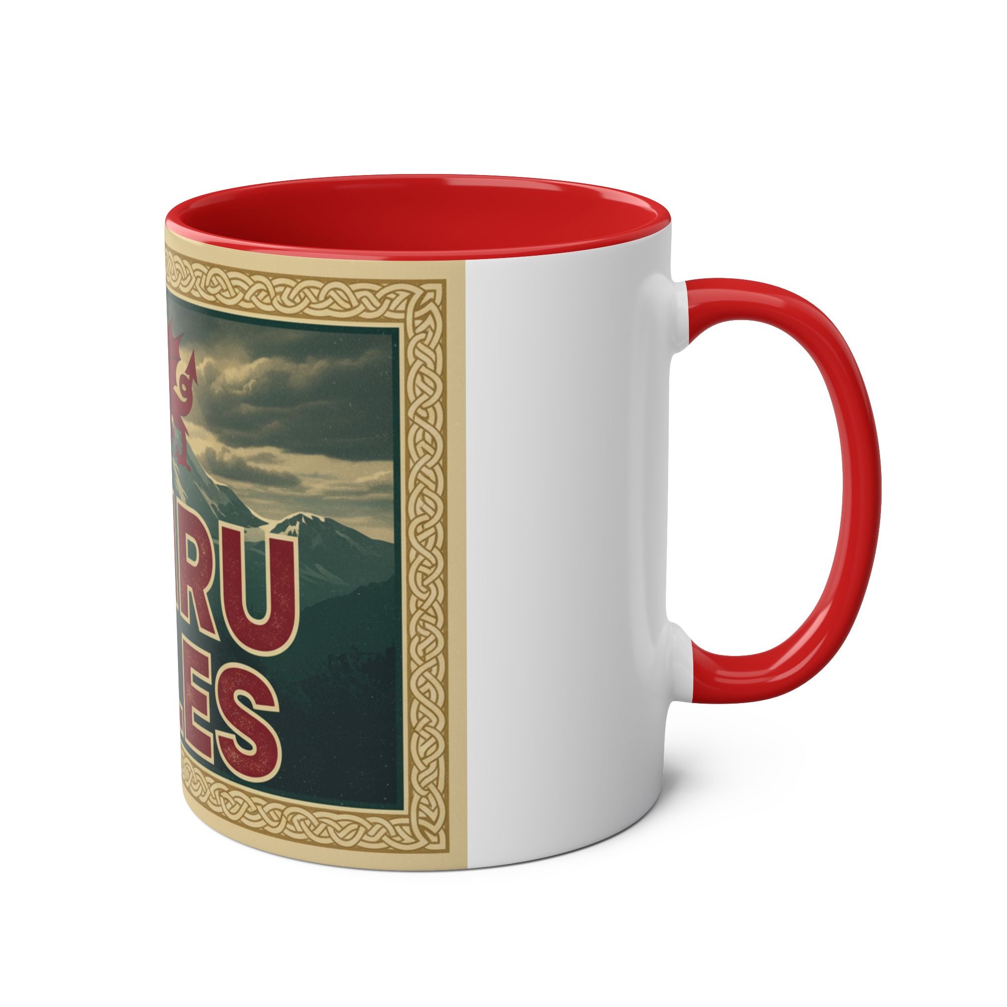 Cymru Wales Coffee Mug — Red Two-Tone 11oz Welsh Dragon Mug