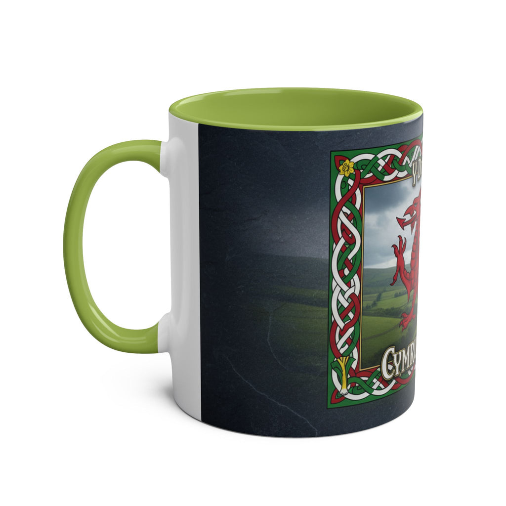 Welsh Dragon Coffee Mug — "Cymru Am Byth" Two-Tone 11oz