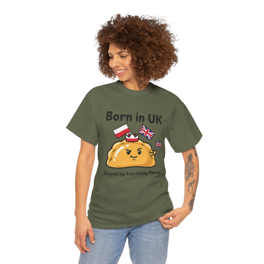 Born in UK Pierogi T‑Shirt — Funny Polish‑British Pride Tee