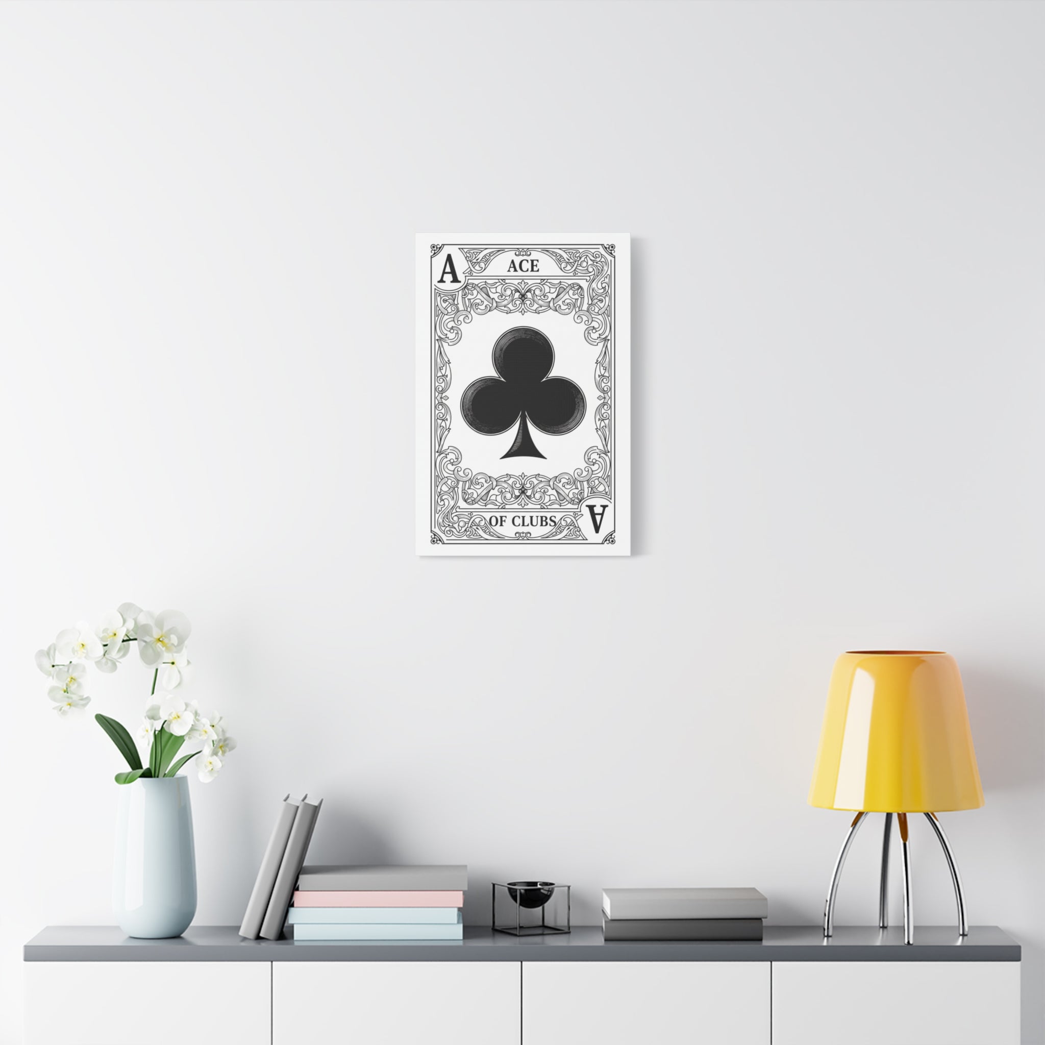 Ace of Clubs Matte Canvas Wall Art — Vintage Playing Card Print