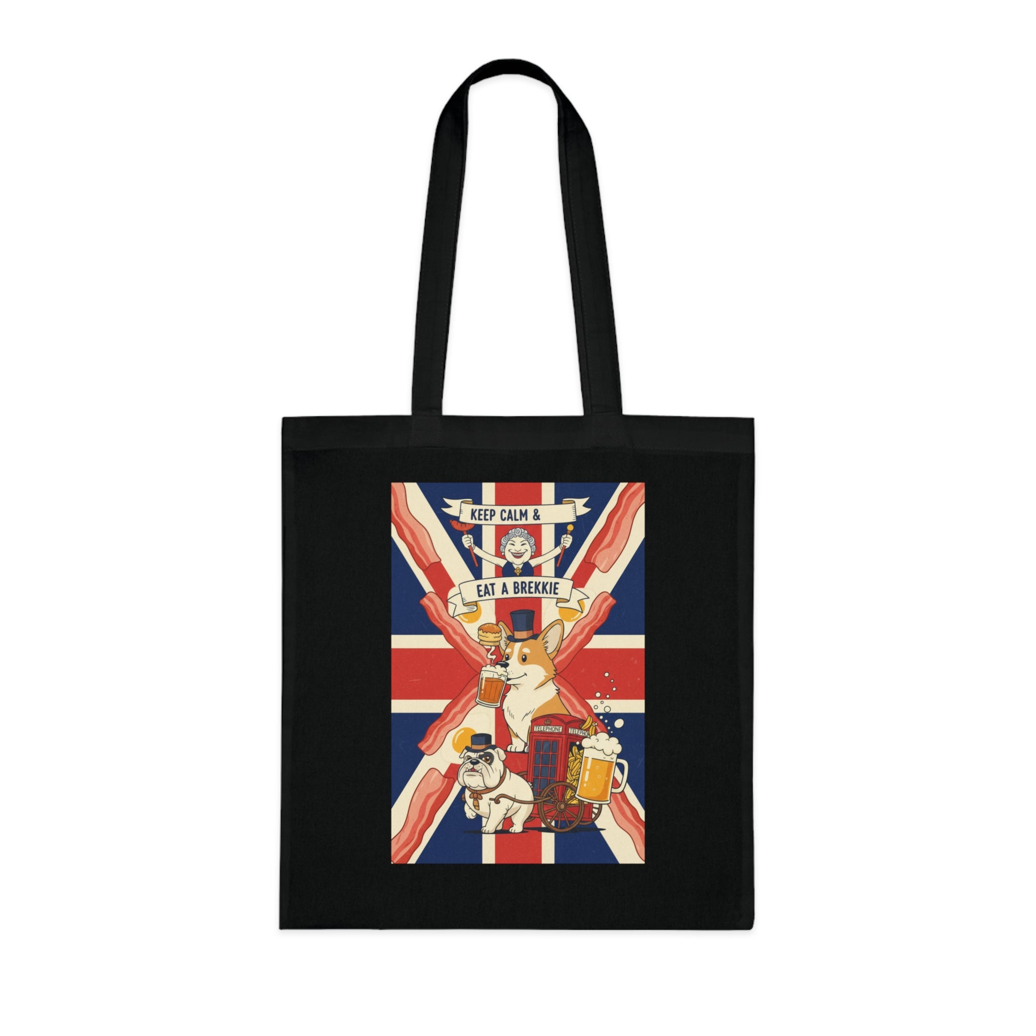 Keep Calm and Eat a Scone Cotton Tote — British Flag Bakery Illustration Grocery Bag