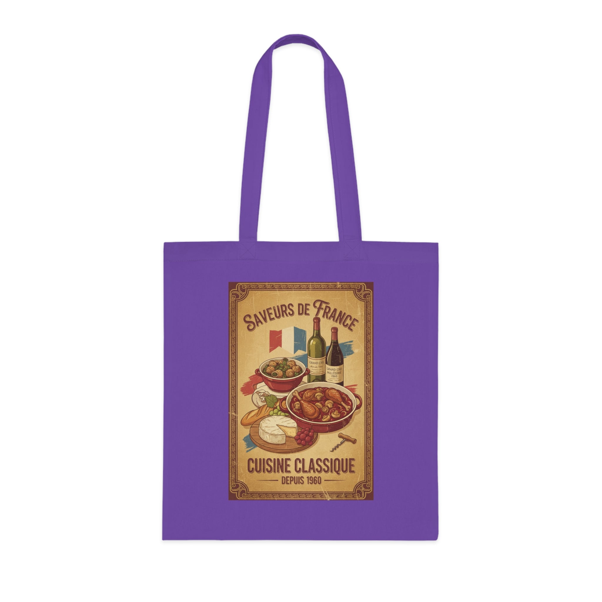 French Cuisine Tote Bag — 'Saveurs de France: Cuisine Classique' Vintage Market Grocery Tote