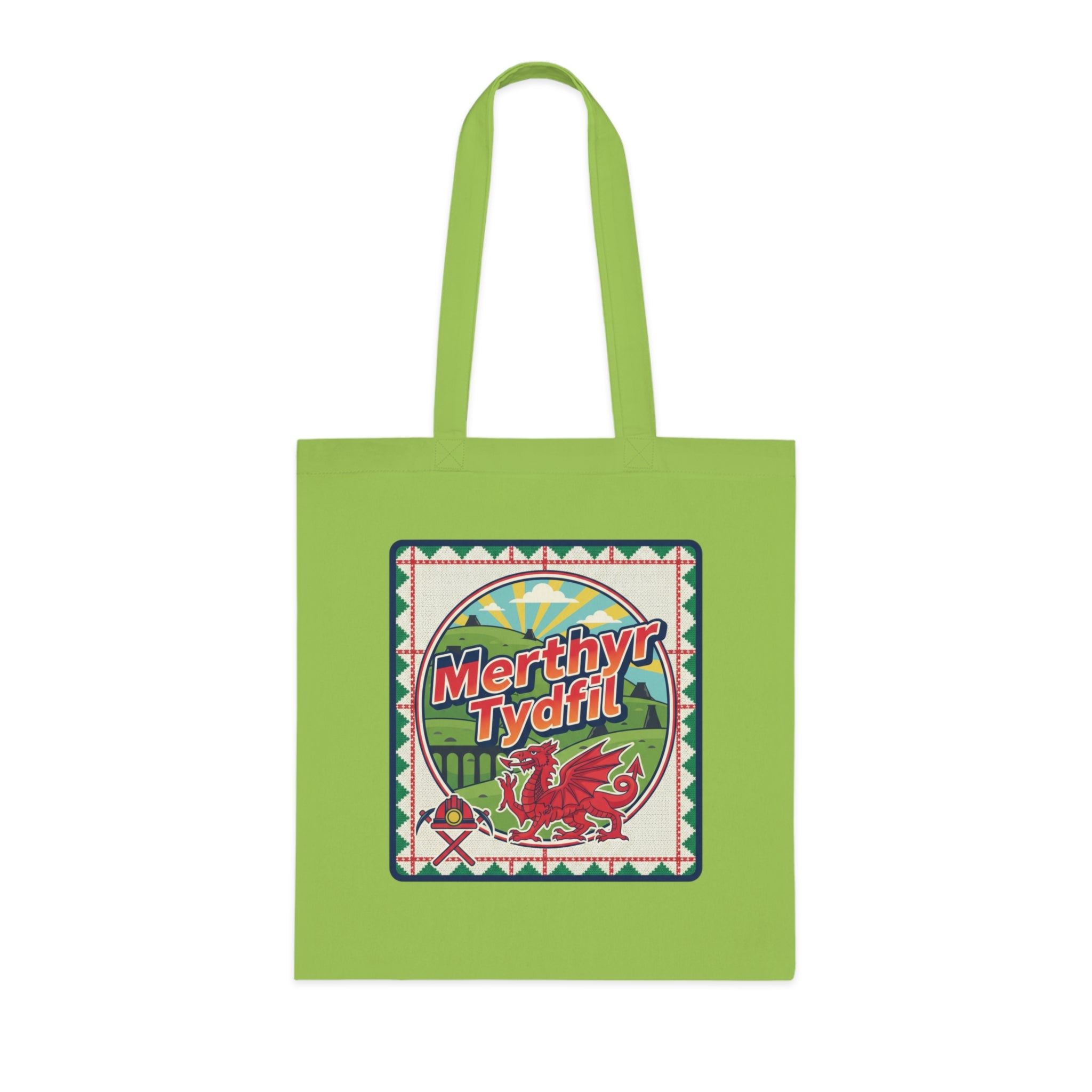 Merthyr Tydfil Welsh Pride Cotton Tote — Vintage Dragon Market Bag