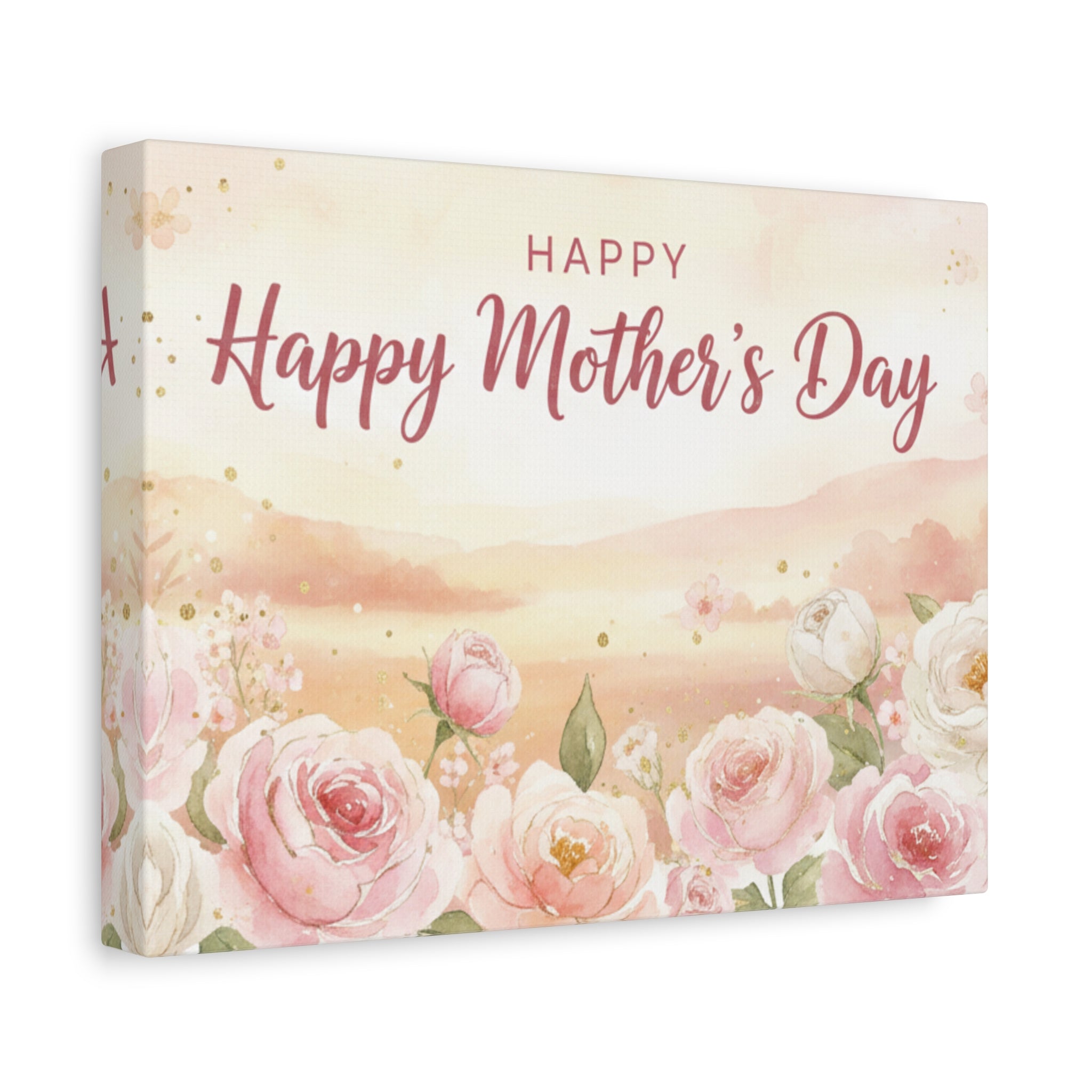 Happy Mother's Day Floral Canvas Art — Stretched Matte Wall Decor