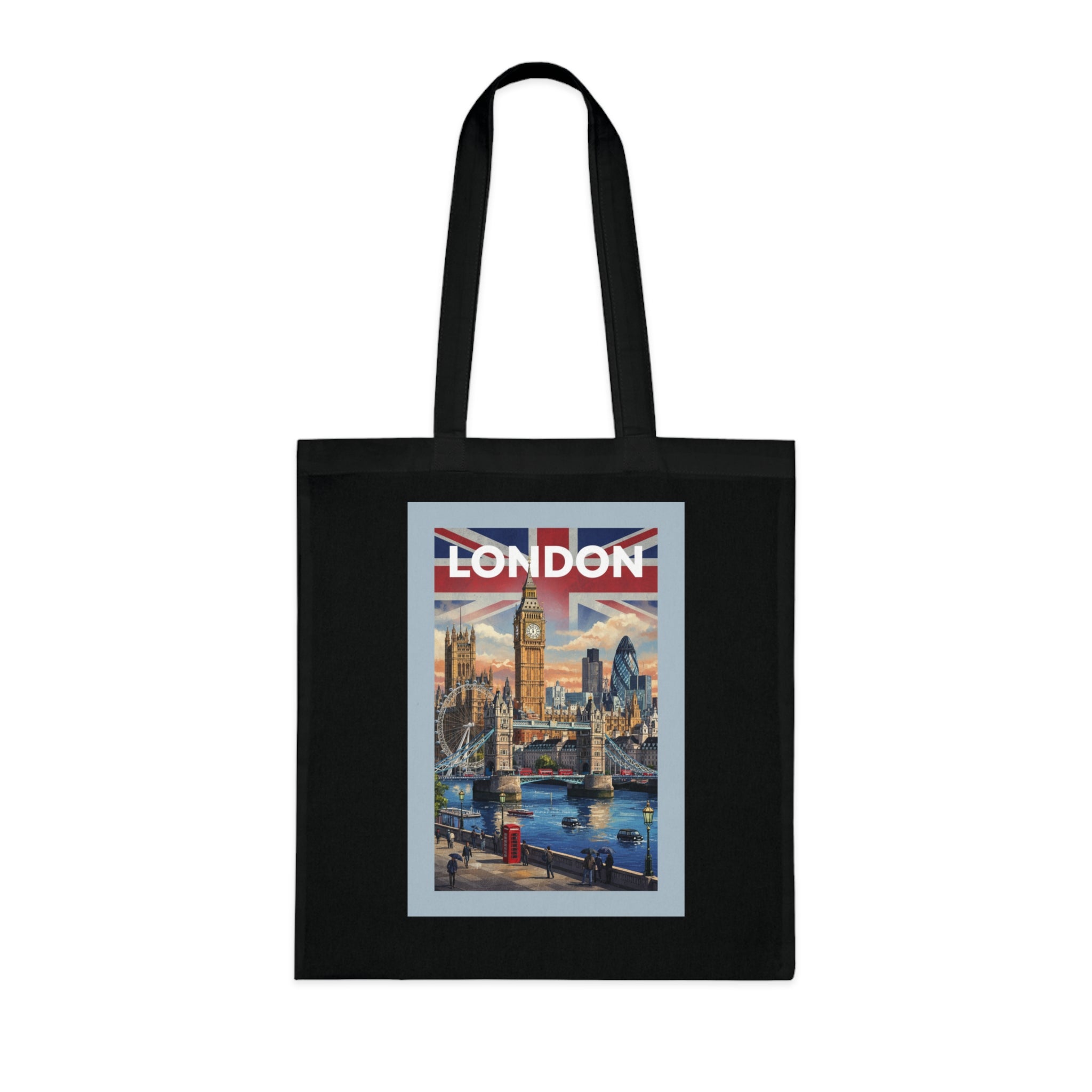 London Vintage Travel Tote Bag — Big Ben & Union Jack Cotton Shopper