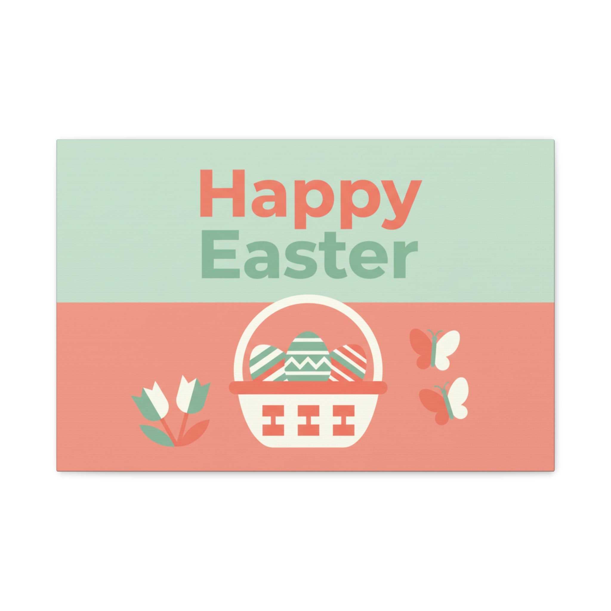 Happy Easter Easter Basket Matte Canvas Wall Art