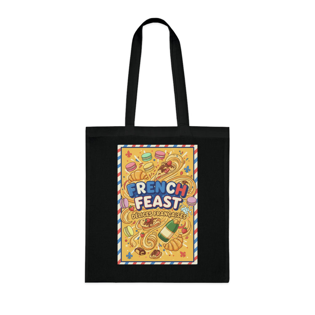 French Feast Tote Bag — Illustrated Pastries & Food Market Cotton Tote