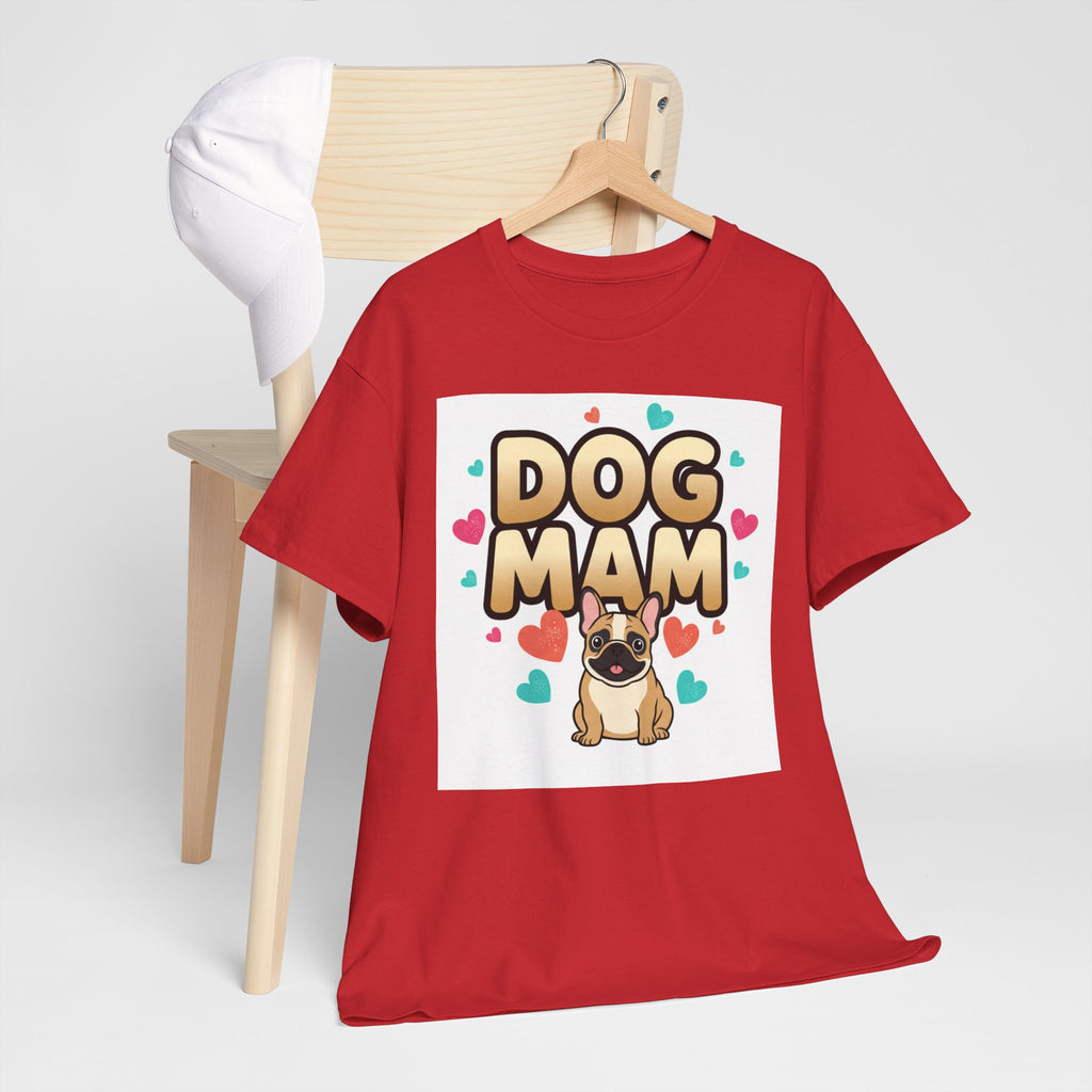 Dog Mom T-Shirt — Cute Pug Design with Hearts, Perfect Gift for Dog Lovers