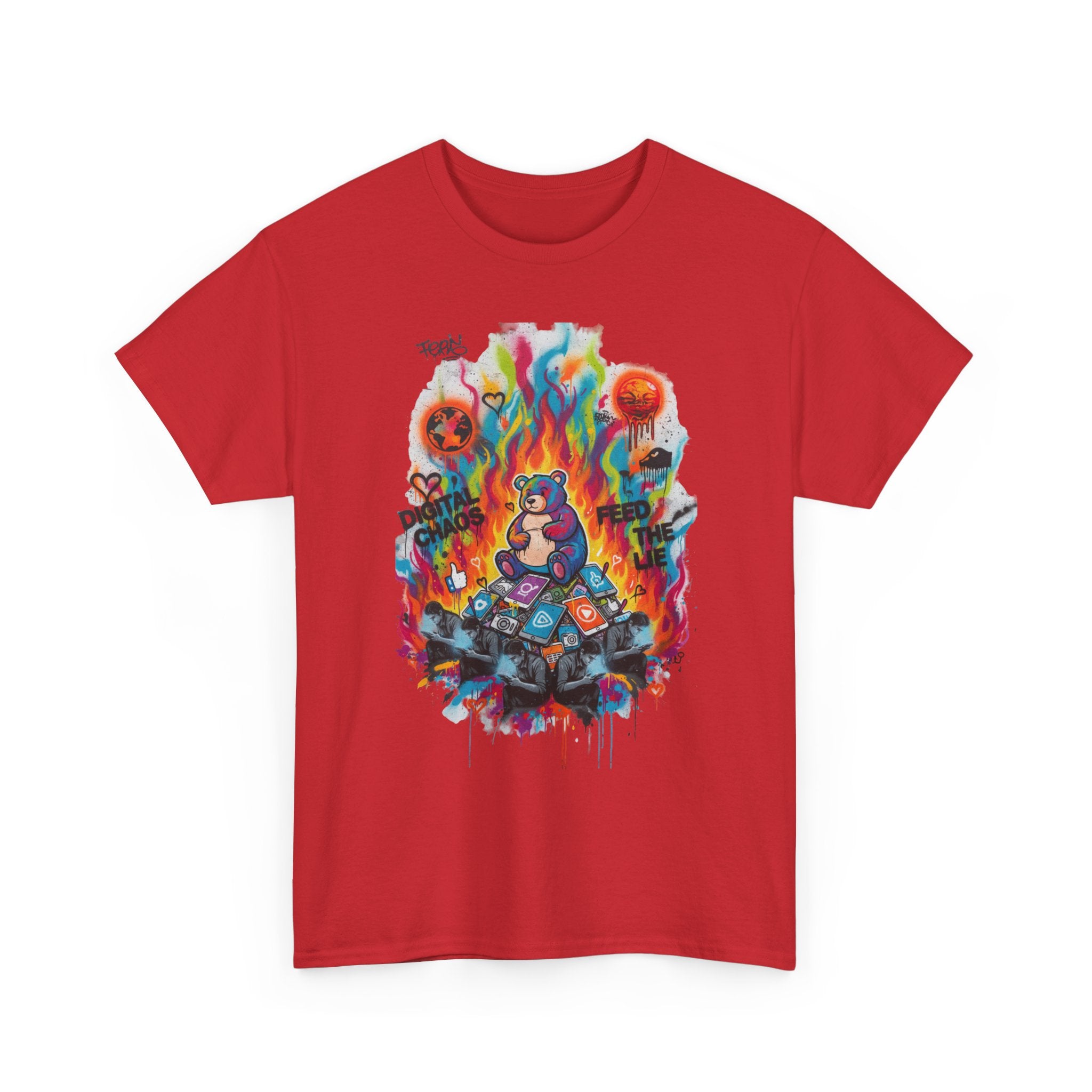 Colourful Cat Bonfire Graphic Tee