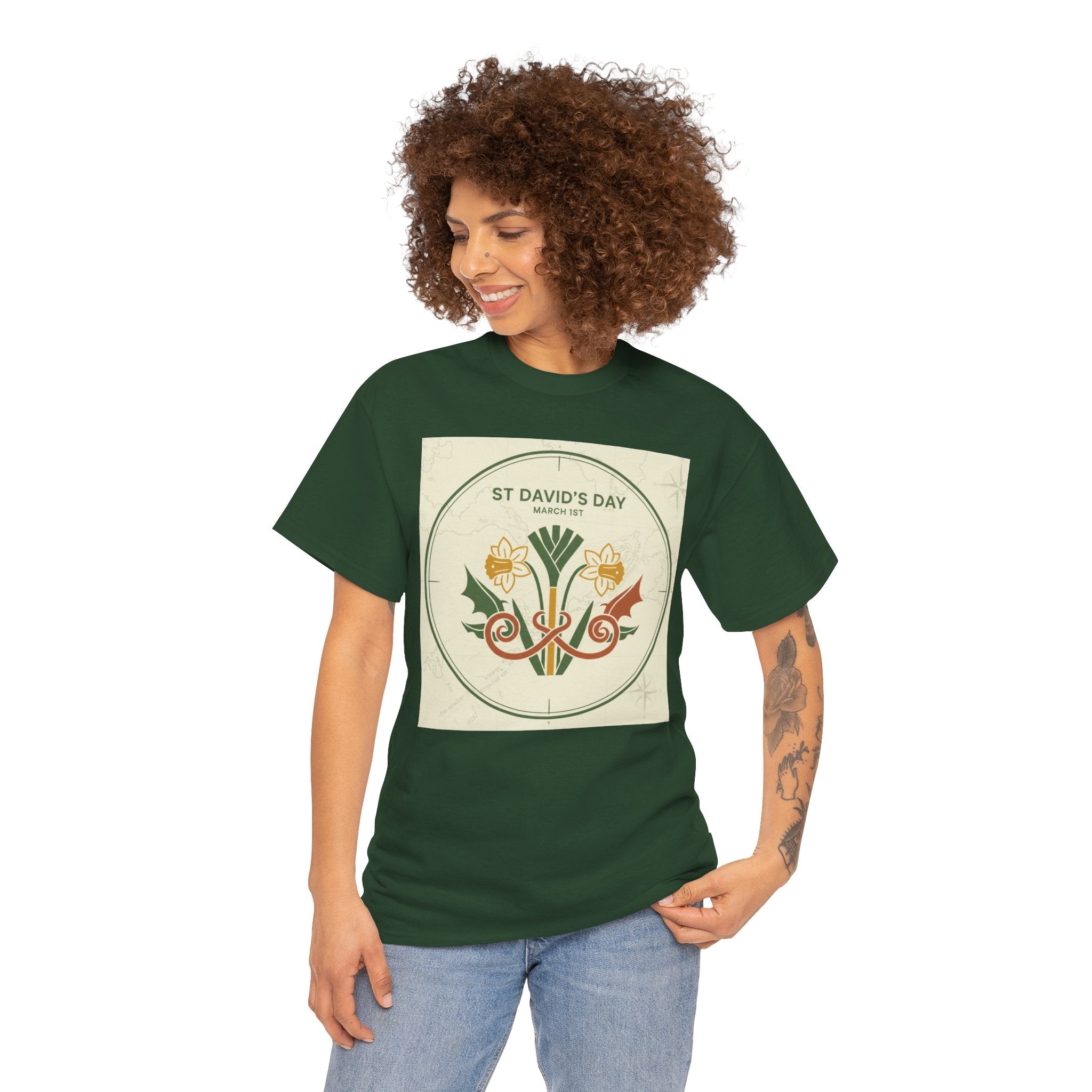St. David's Day Floral Tee — Welsh Daffodil & Leek Celebration Shirt