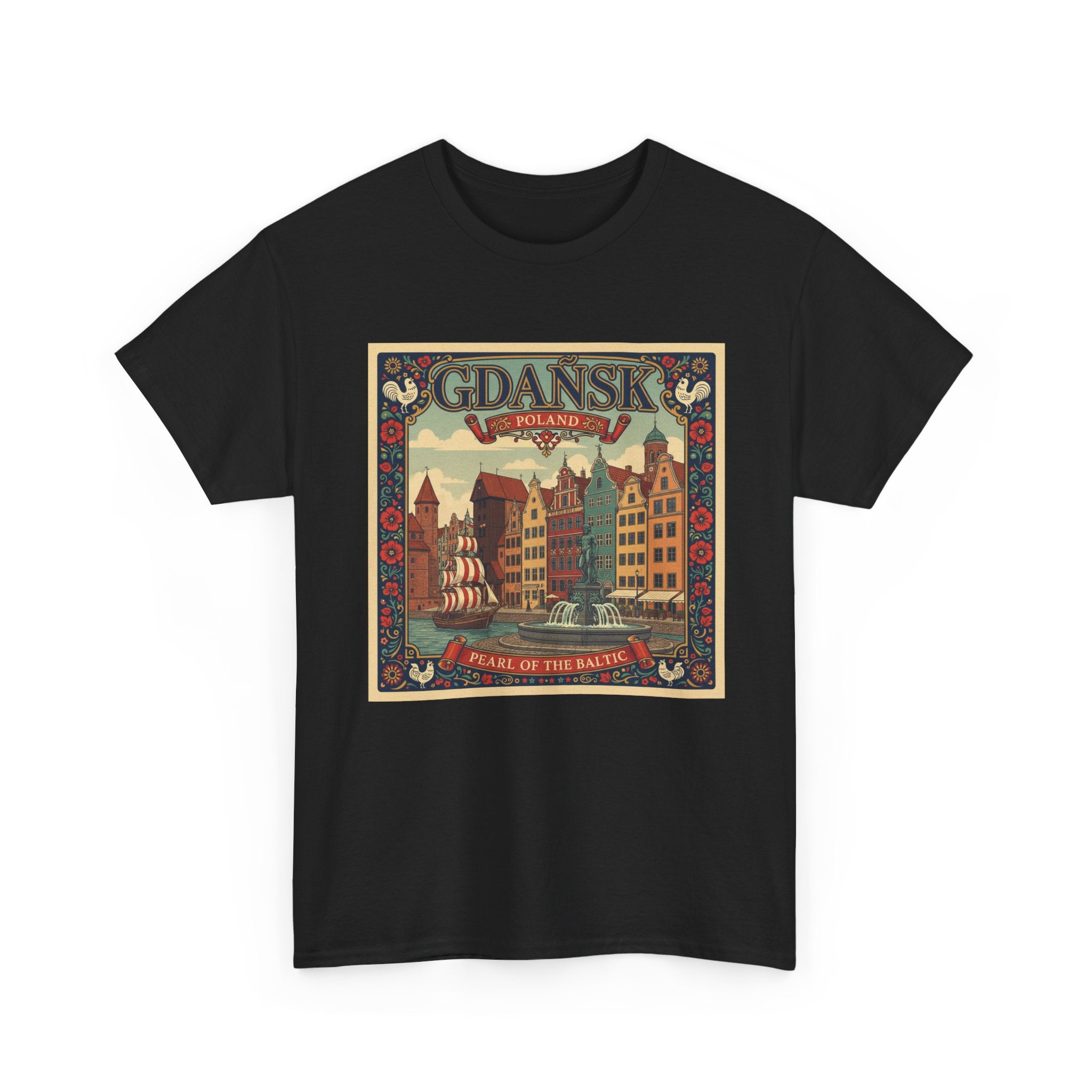 Gdańsk Vintage Travel Tee – Polish Harbor Retro Poster T‑Shirt