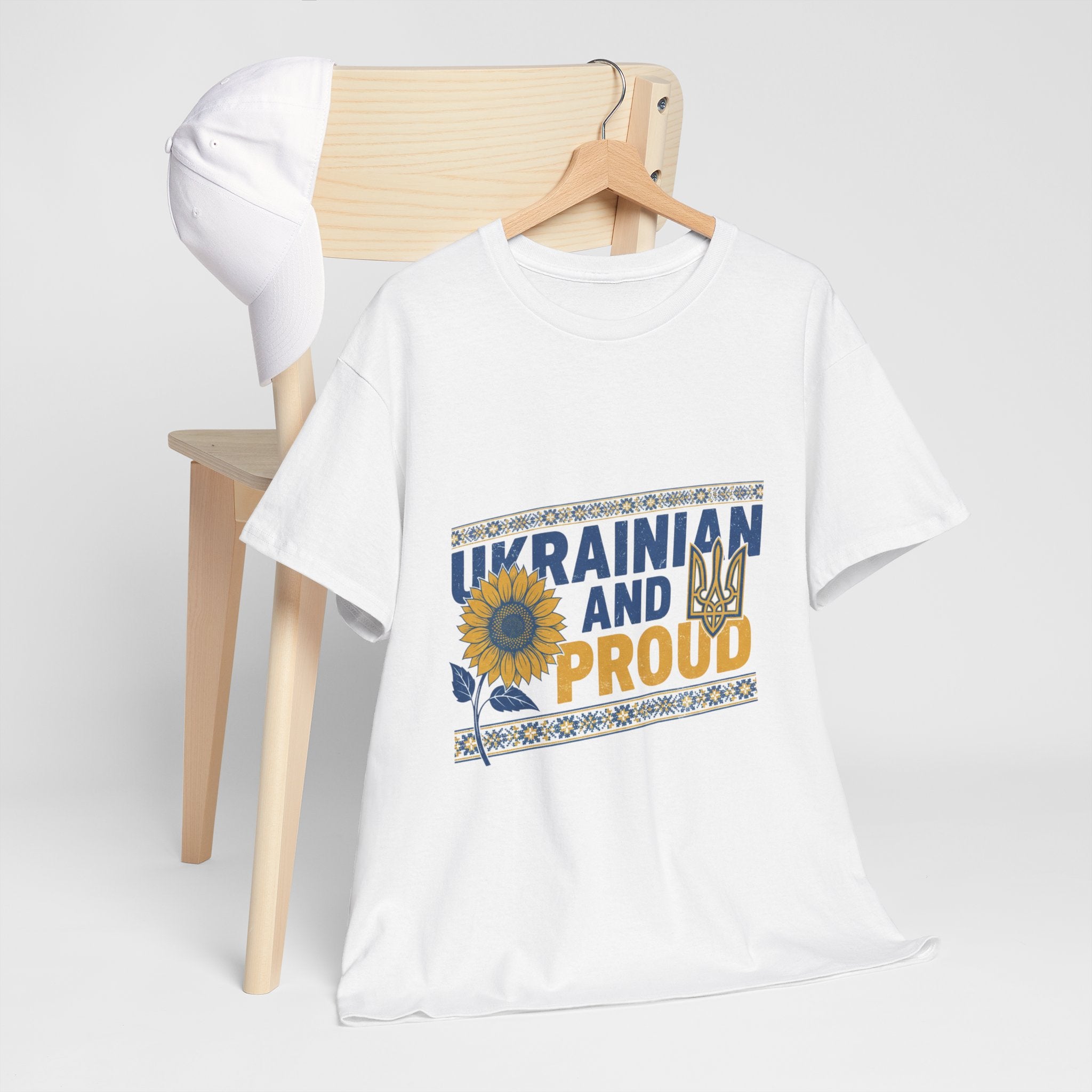 Ukrainian and Proud T-Shirt — Sunflower & Trident Patriotic Tee