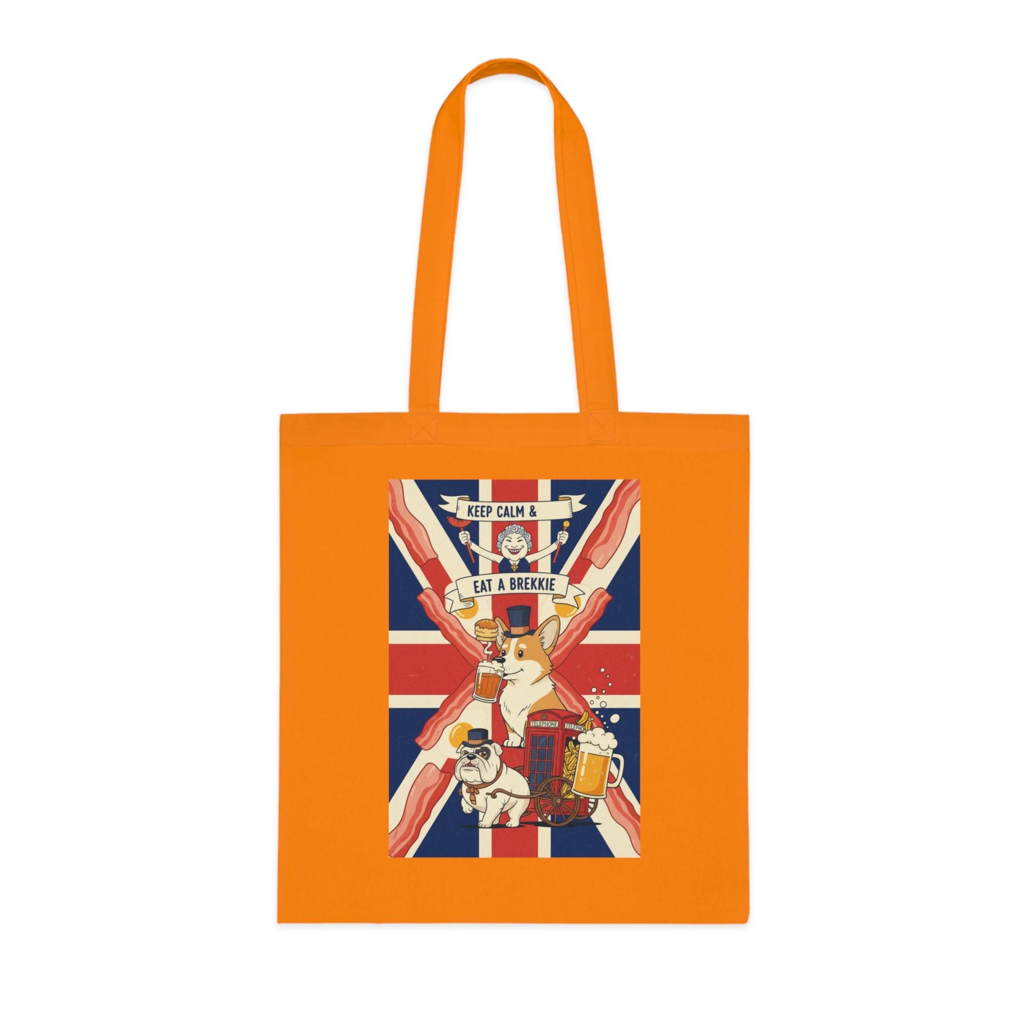 Keep Calm and Eat a Scone Cotton Tote — British Flag Bakery Illustration Grocery Bag