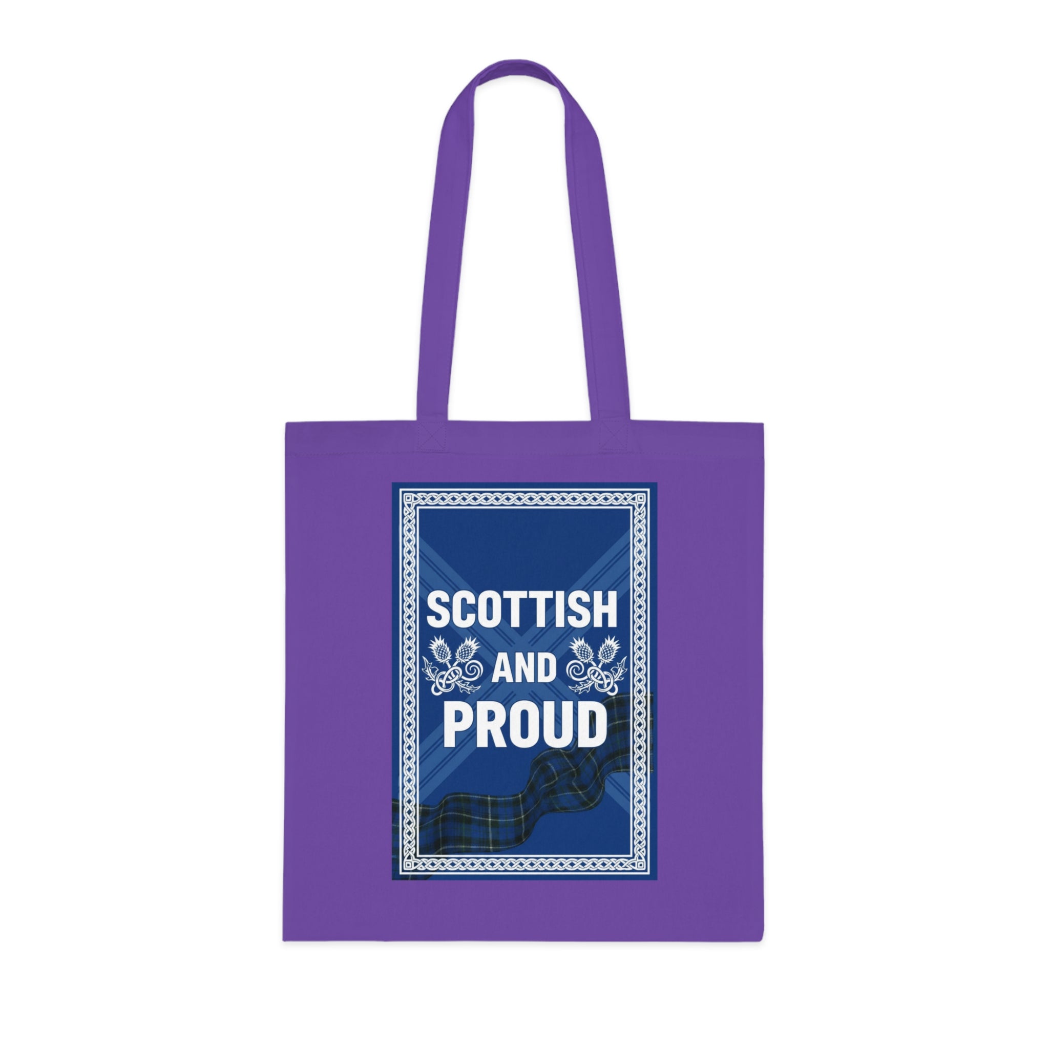 Scottish and Proud Cotton Tote – Blue Tartan Reusable Bag