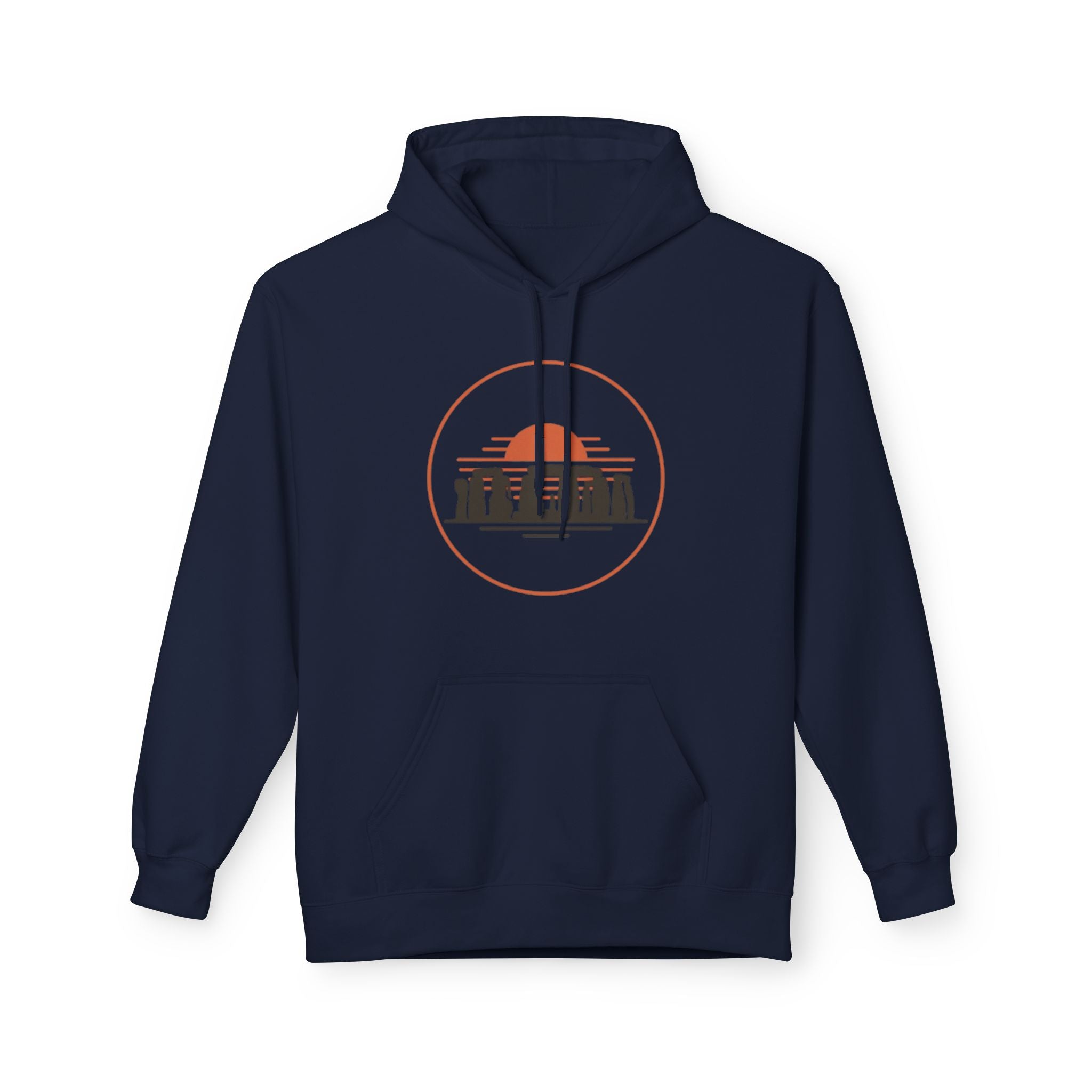 Stonehenge Sunset Hoodie – Retro Circle Graphic Unisex Hoodie