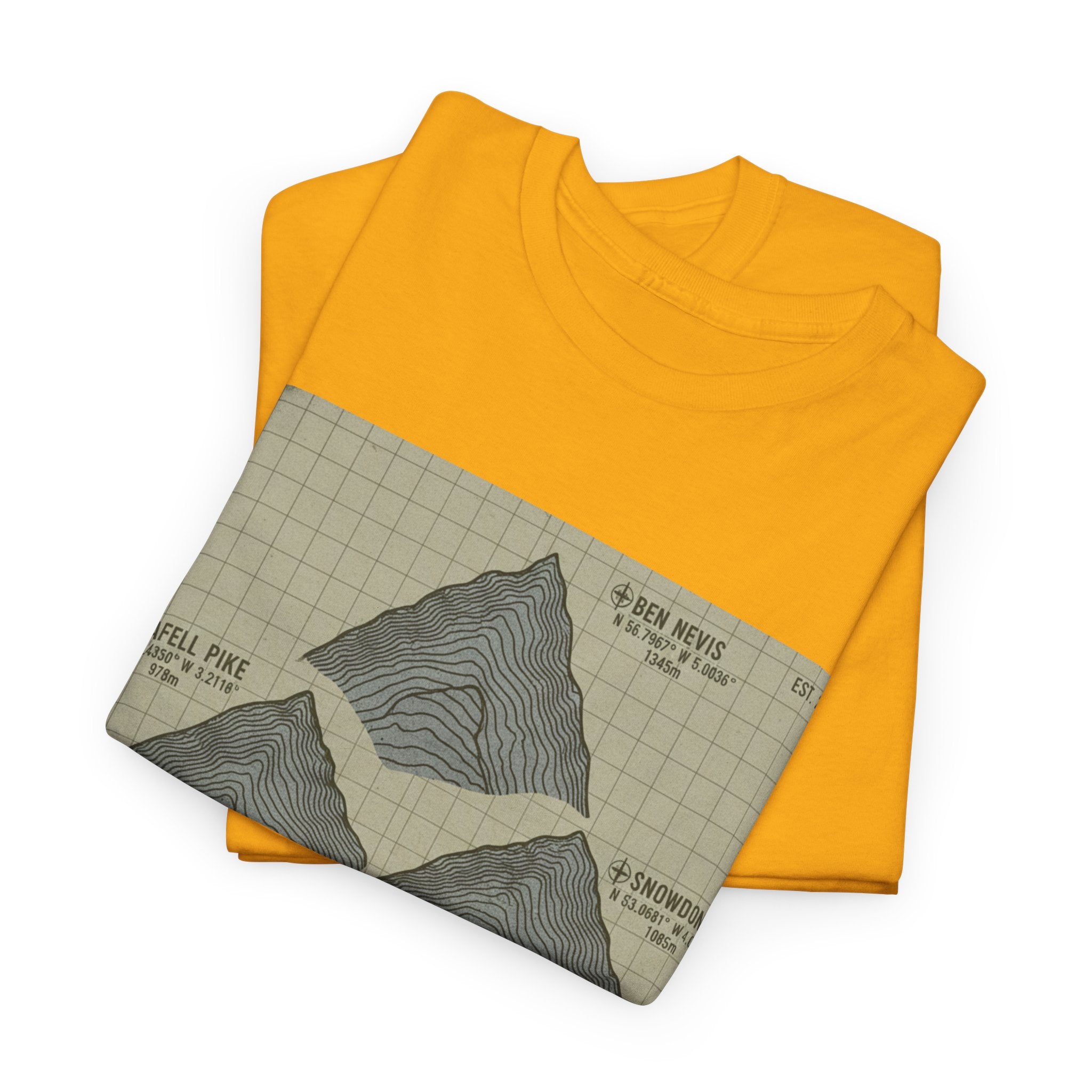 Three Peaks Challenge Graphic T-Shirt — Retro UK Mountain Summit Tee