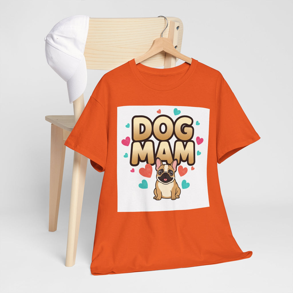 Dog Mom T-Shirt — Cute Pug Design with Hearts, Perfect Gift for Dog Lovers