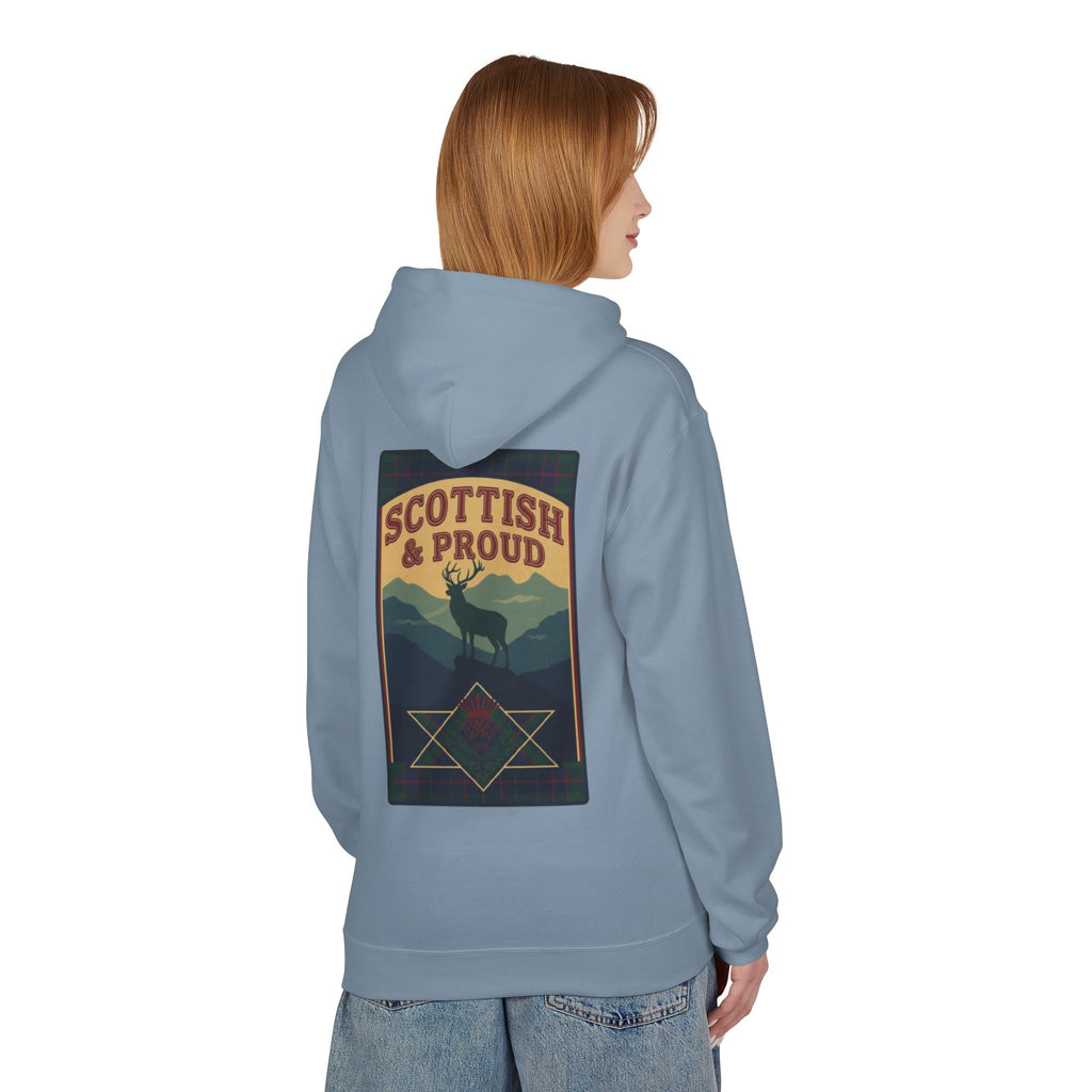 Scottish Hoodie — "Scottish & Proud" Vintage Stag Graphic Pullover