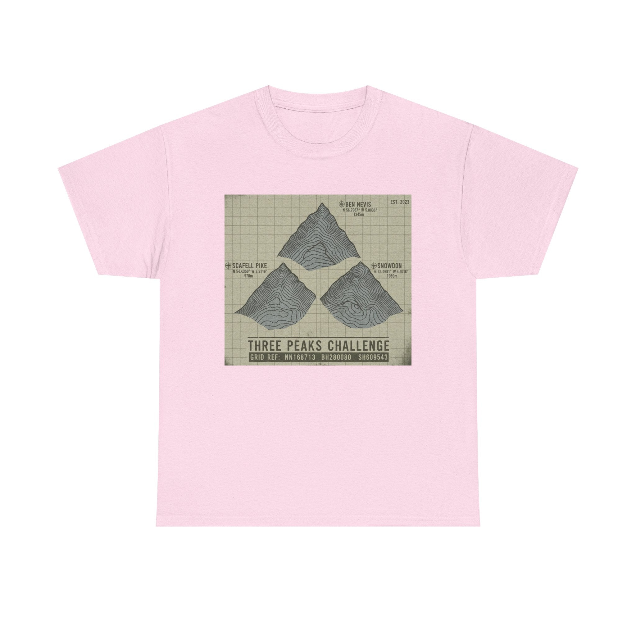 Three Peaks Challenge Graphic T-Shirt — Retro UK Mountain Summit Tee
