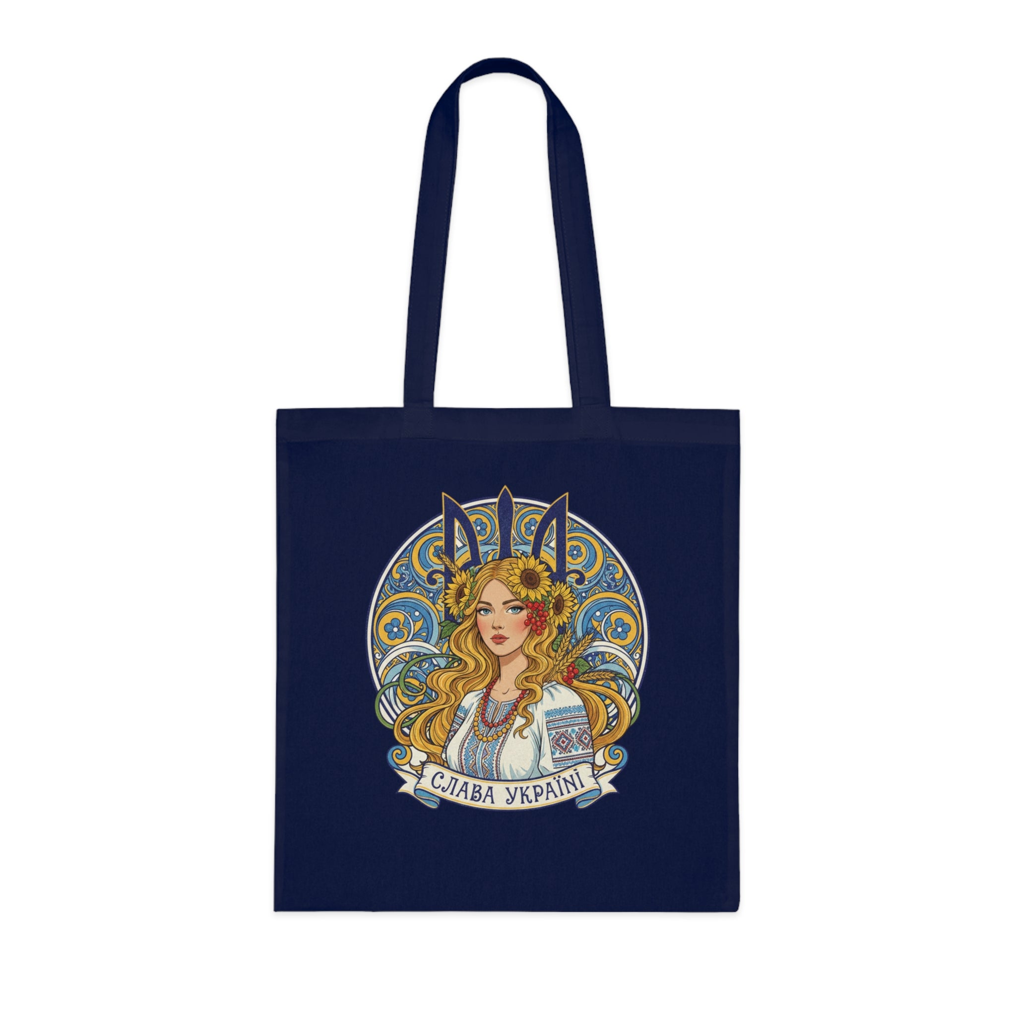 Tote Bag — Slava Ukraini Floral Folk Art Cotton Tote